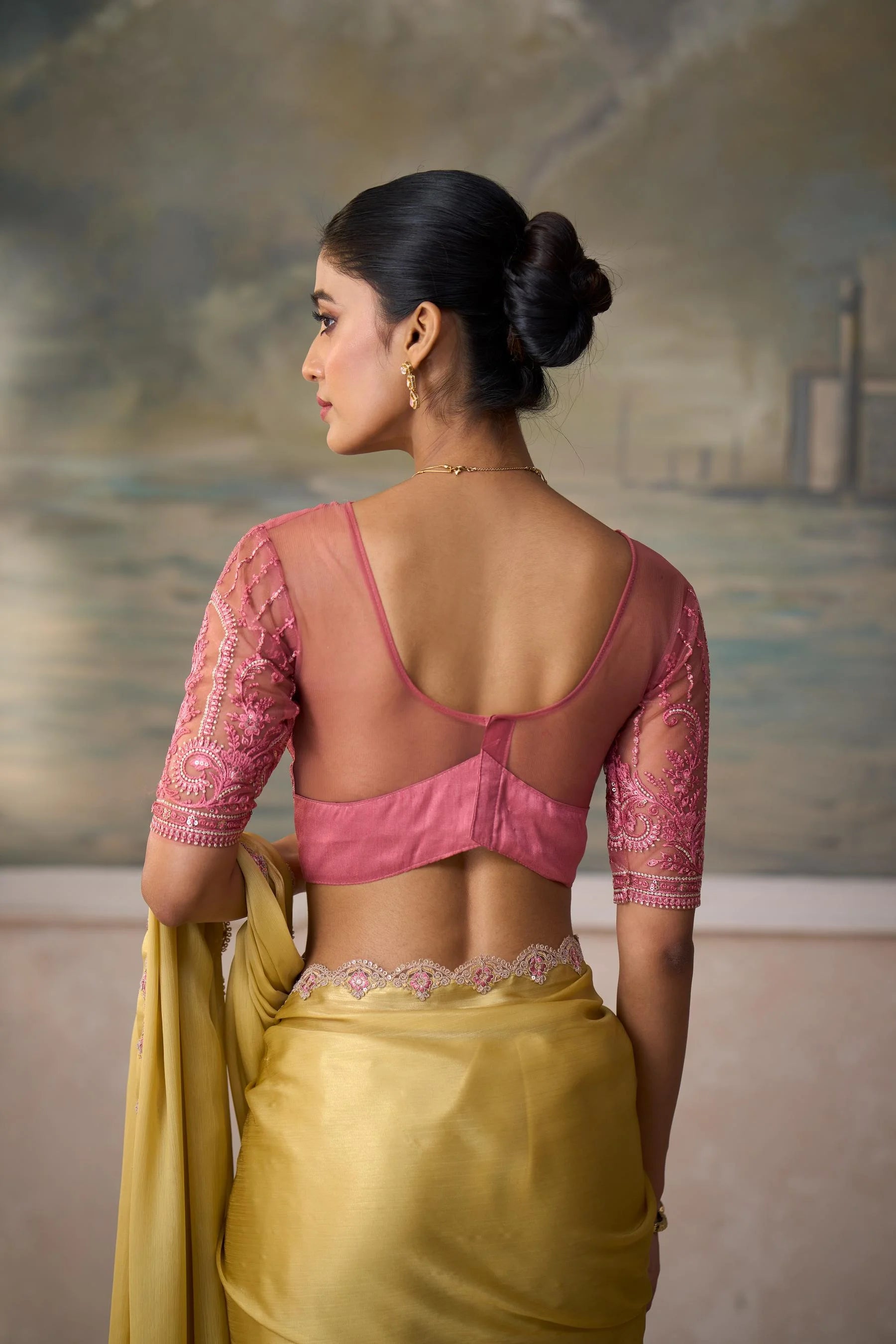 Chiffon Festival Wear Mustard With Heavy Work