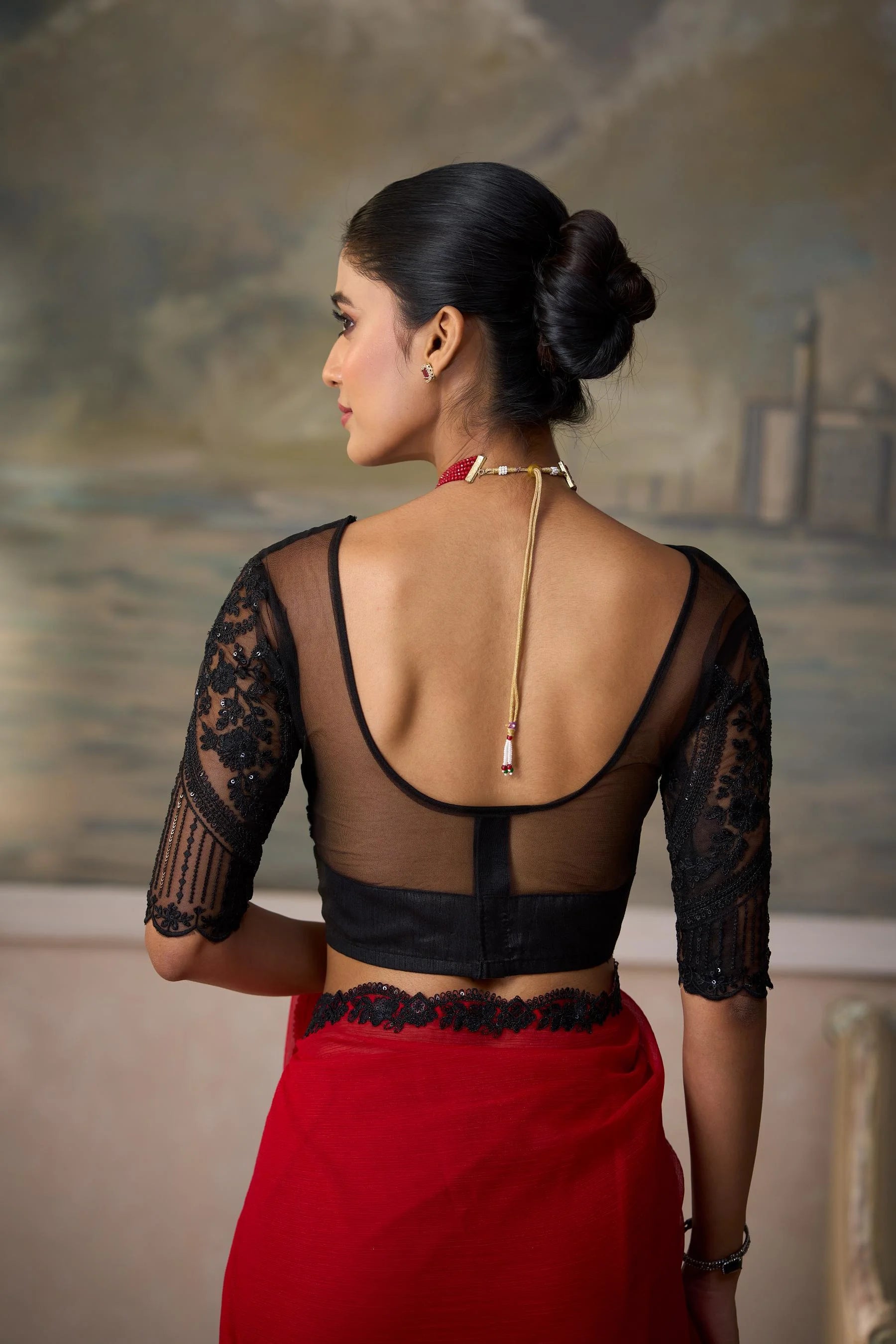 Chiffon Festival Wear Red With Heavy Work
