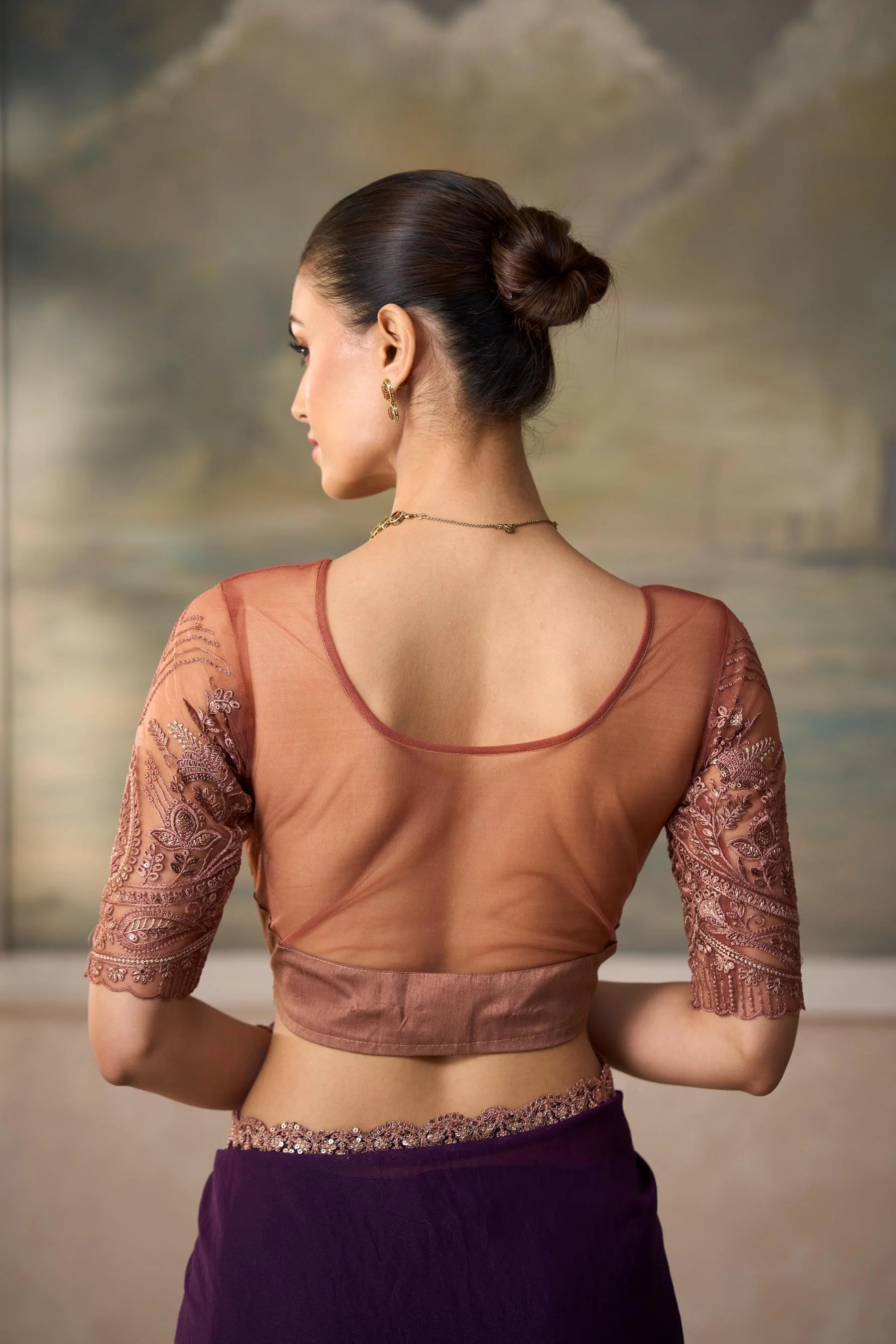 Georgette Festival Wear Purple With Heavy Work