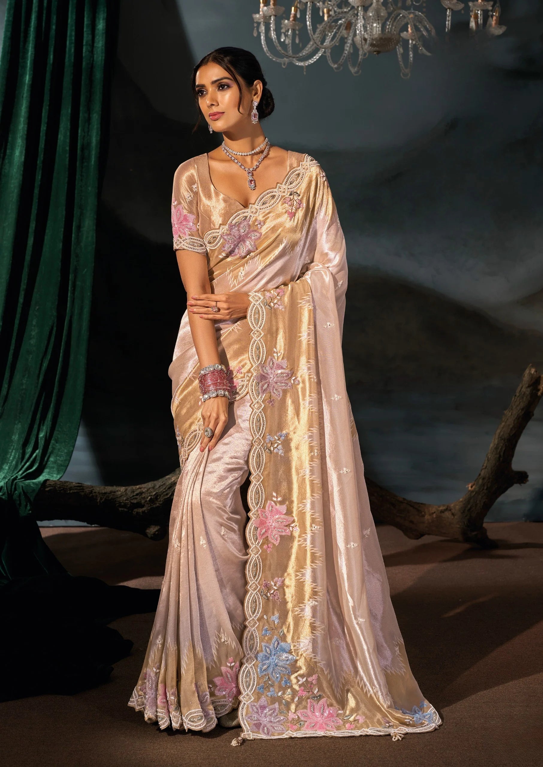 Madhurai Silk Cream Wedding Wear With Heavy Work Saree