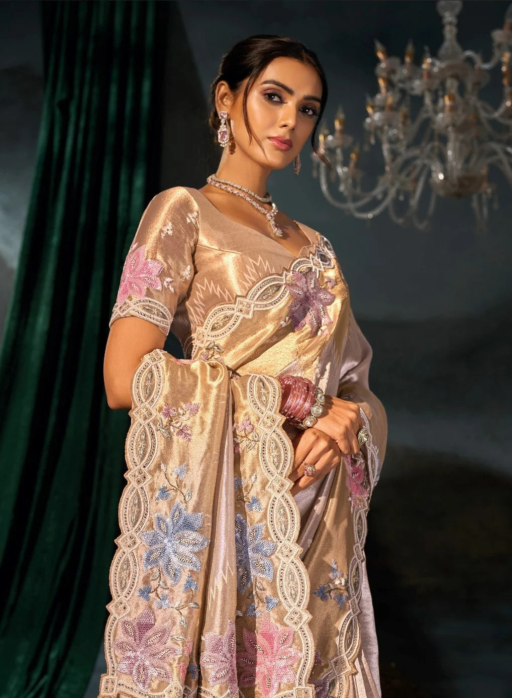 Madhurai Silk Cream Wedding Wear With Heavy Work Saree