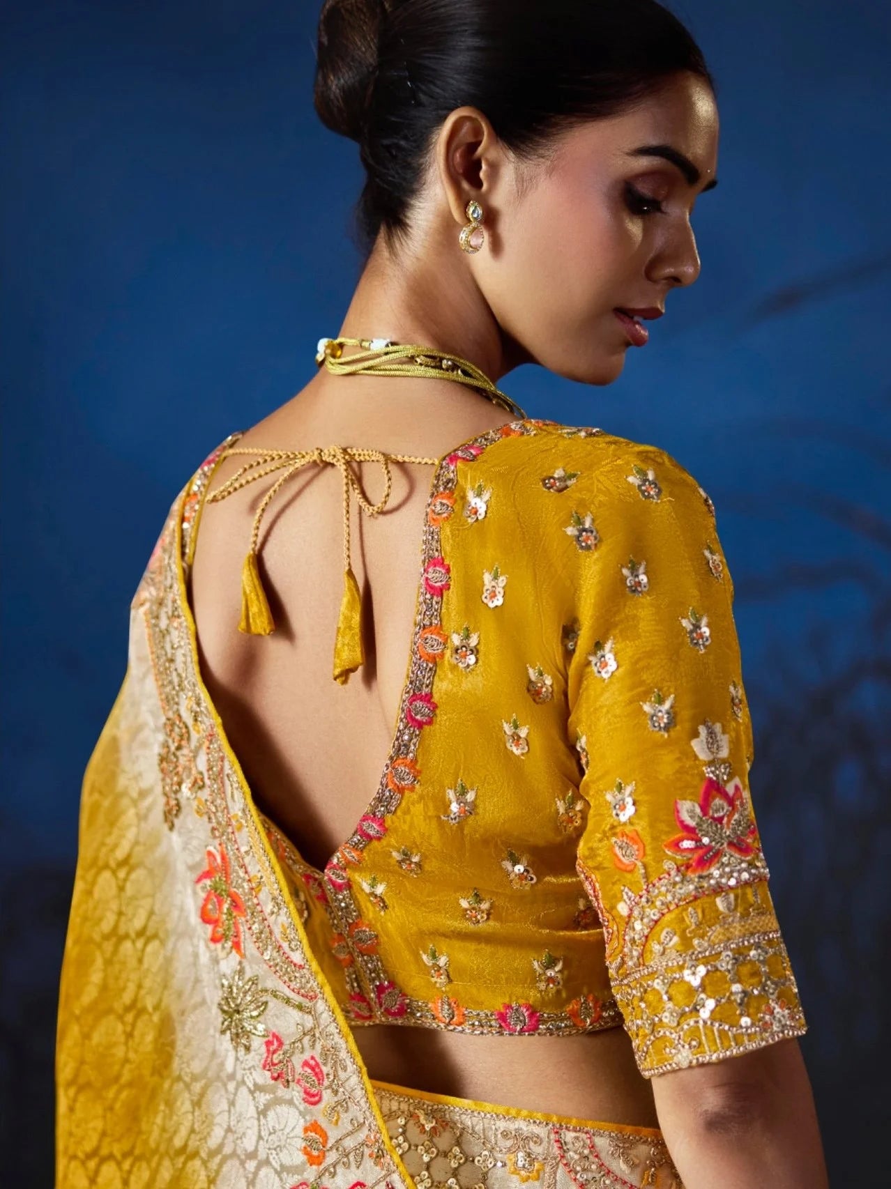 Pure Smooth Zari Yellow With Thread Work
