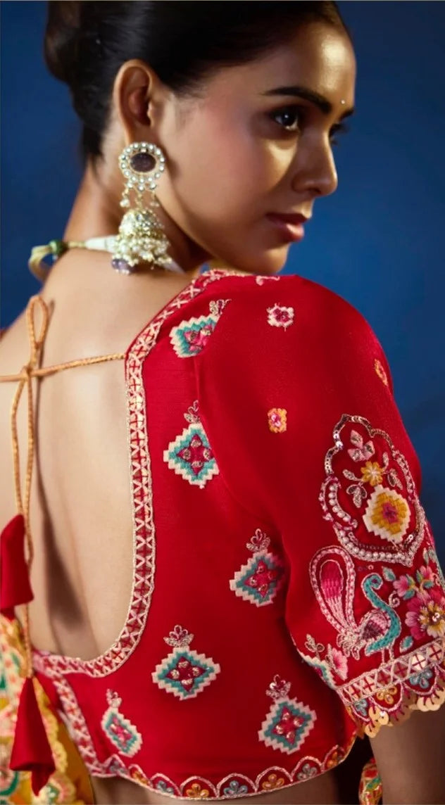 Pure Smooth Zari Mustard With Thread Work