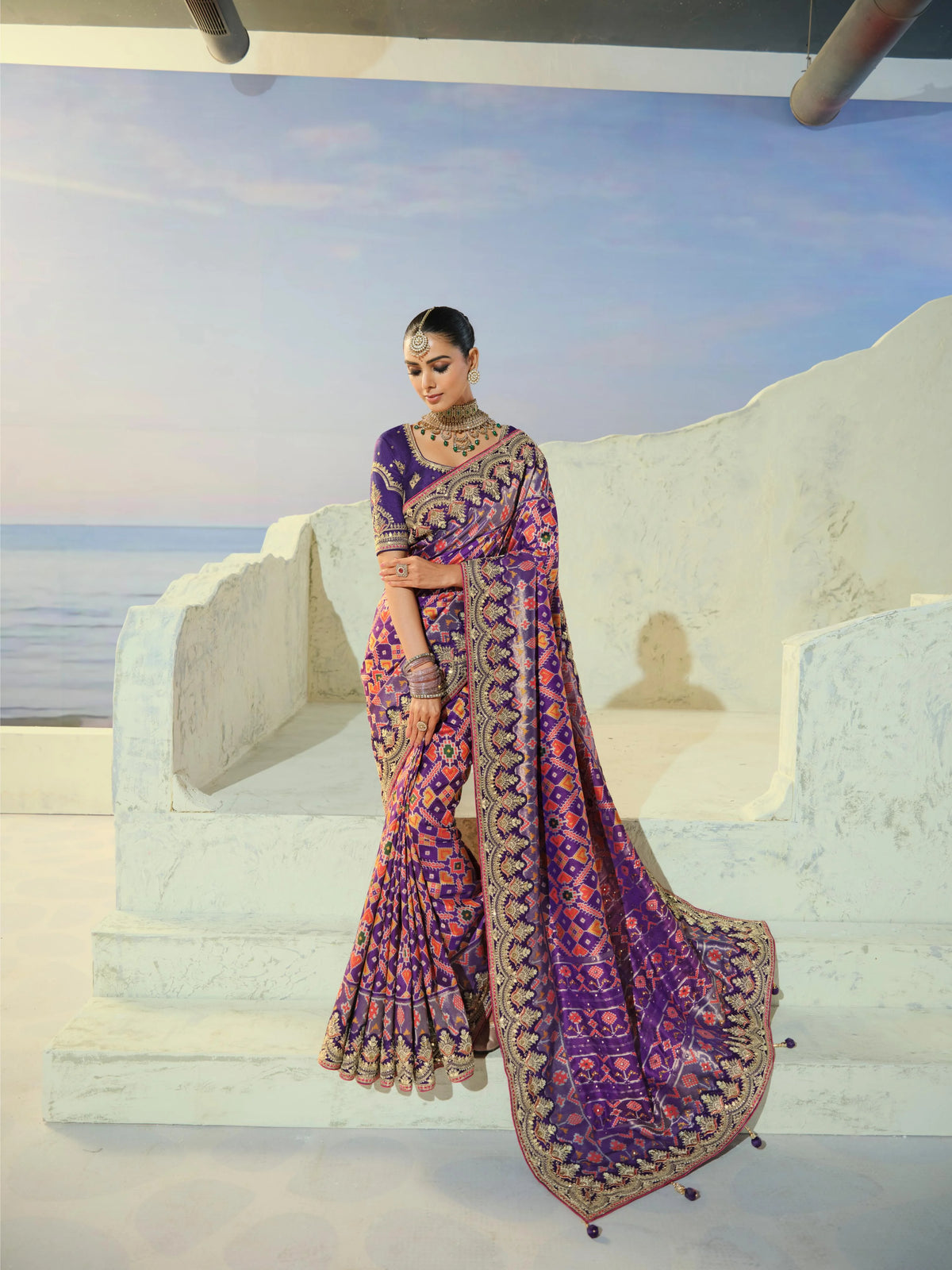 Silk Patan Patola Purple Festive Wear Heavy Work Sarees