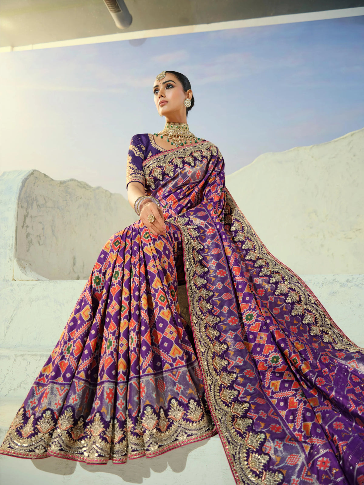 Silk Patan Patola Purple Festive Wear Heavy Work Sarees