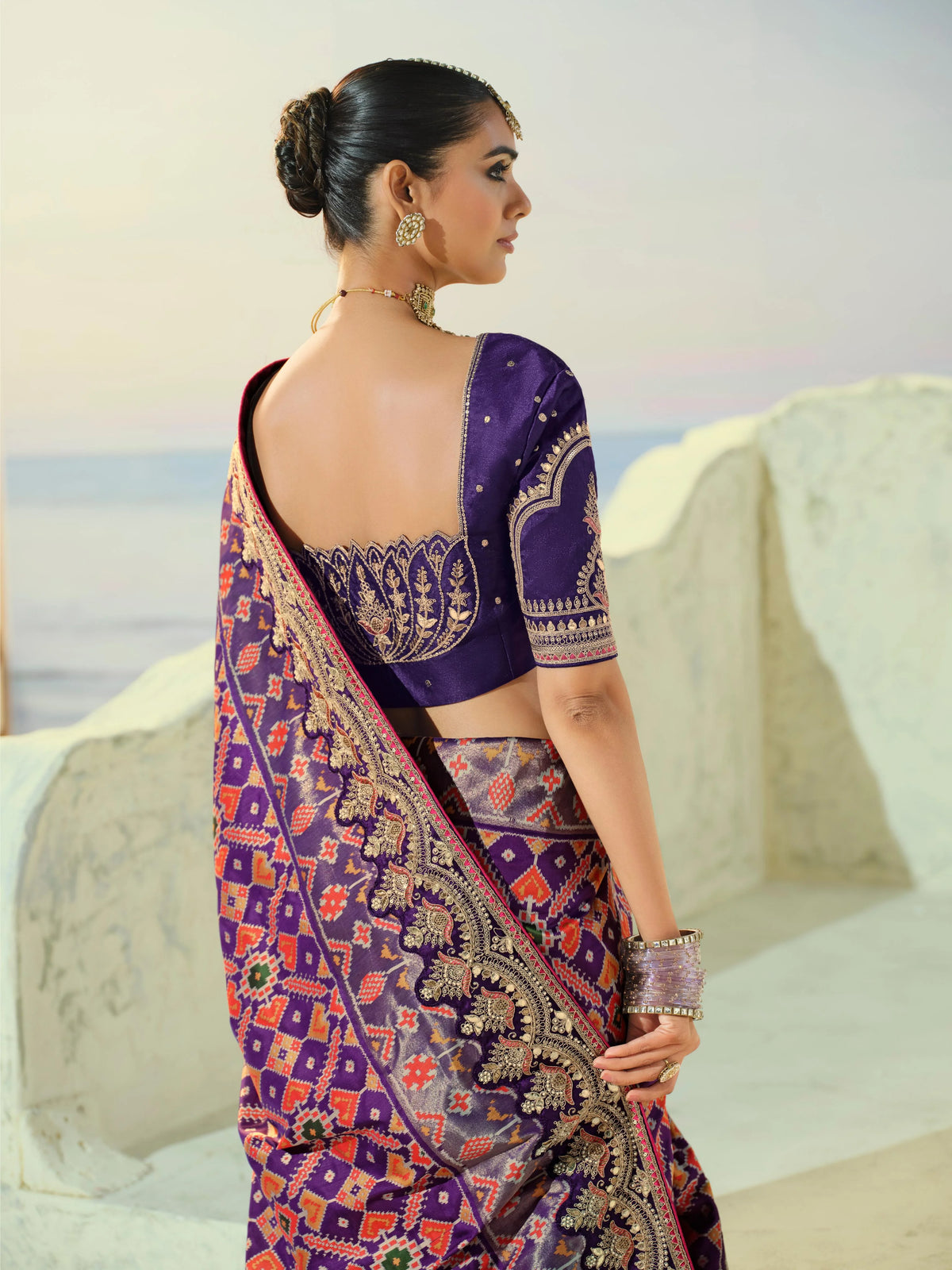 Silk Patan Patola Purple Festive Wear Heavy Work Sarees