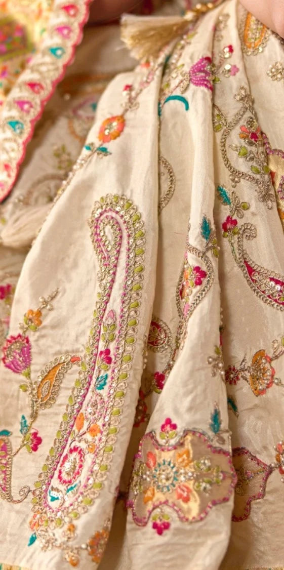 Dola Zari Silk Cream Festival Wear Position Work Sarees
