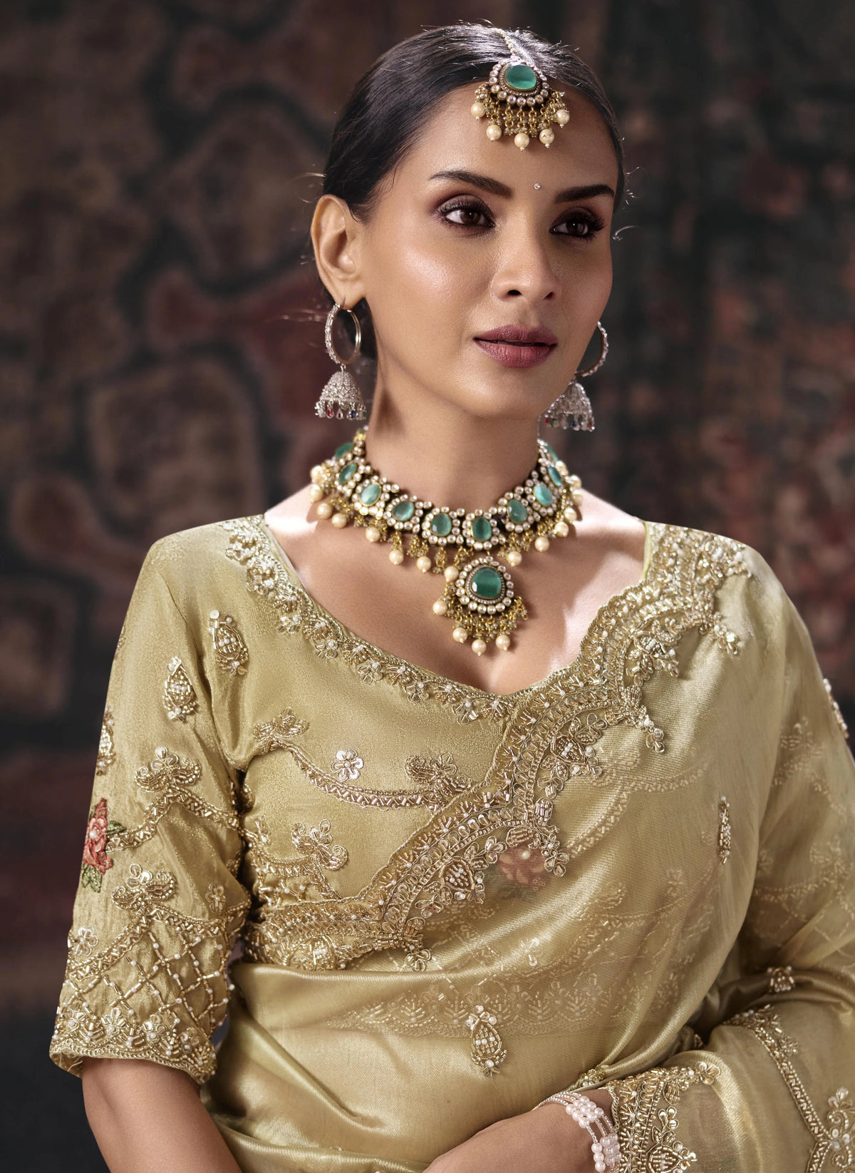 Kanjivaram Silk Gold Party Wear Heavy Work Sarees