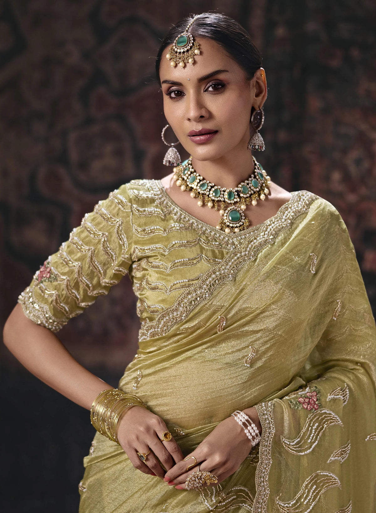 Salsa Pista Festive Wear Heavy Work Sarees