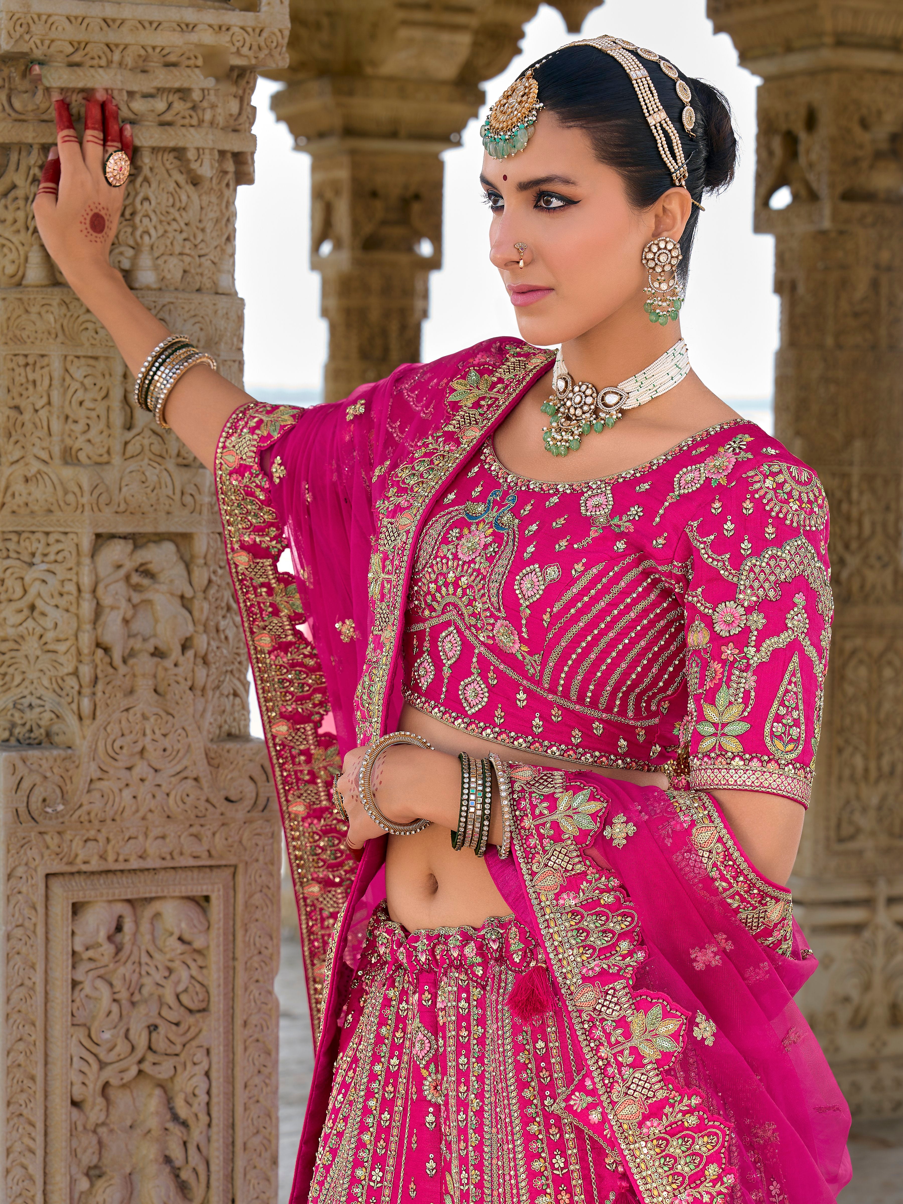 Bridal Silk Wedding Wear Pink With Khatali Work