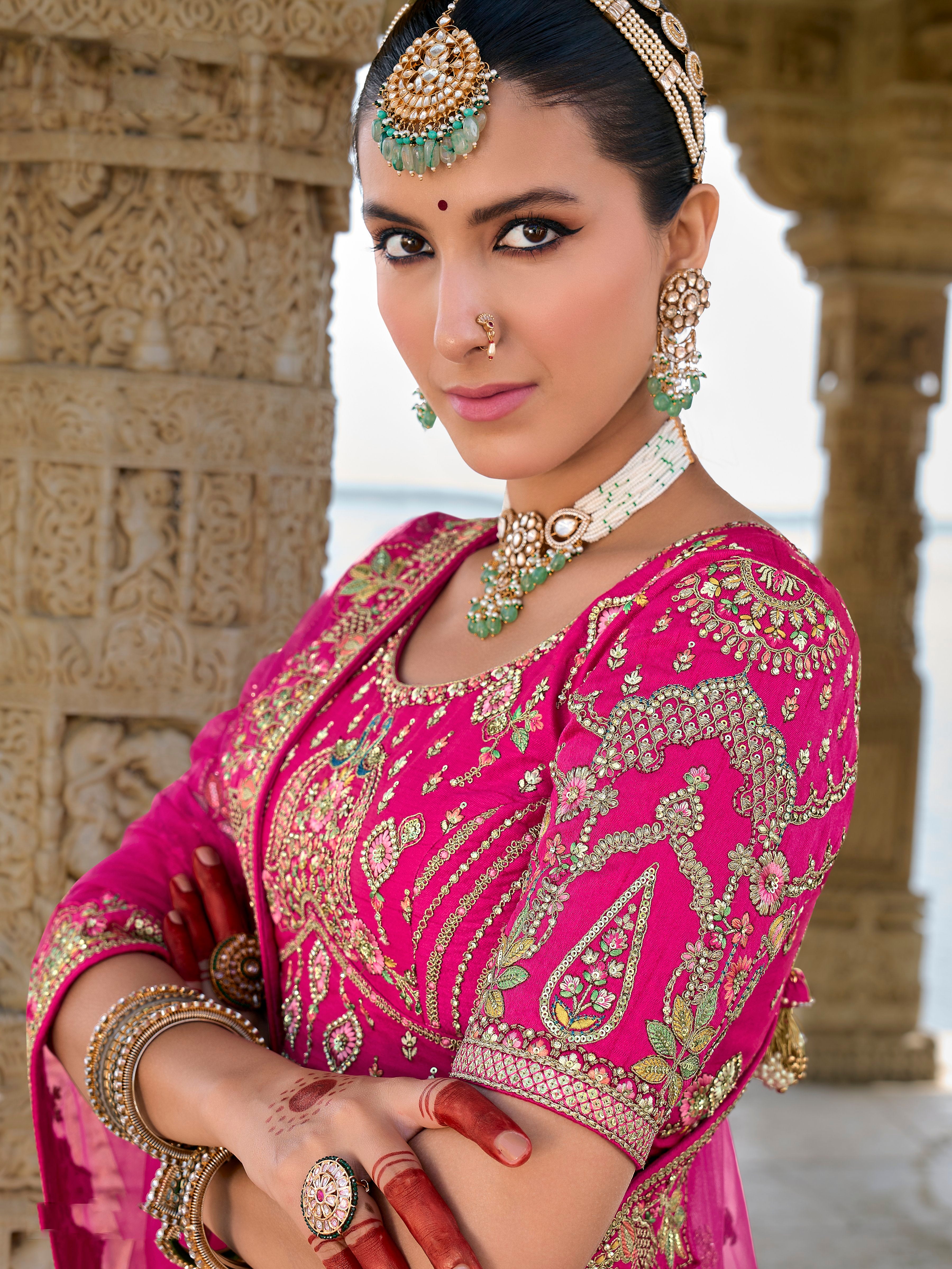 Bridal Silk Wedding Wear Pink With Khatali Work