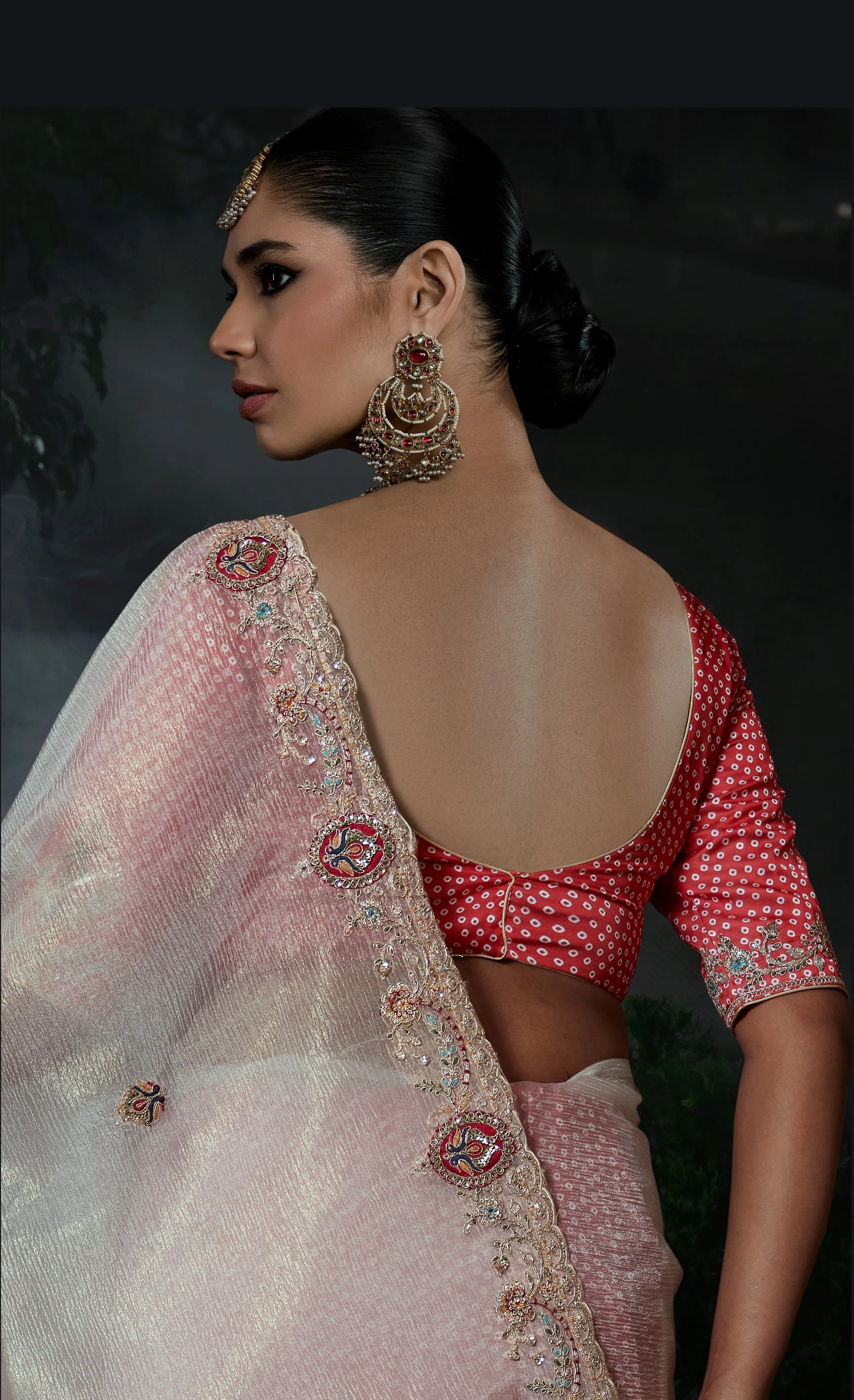 Tissue Organza Party Wear Ivory With Embroidery Work