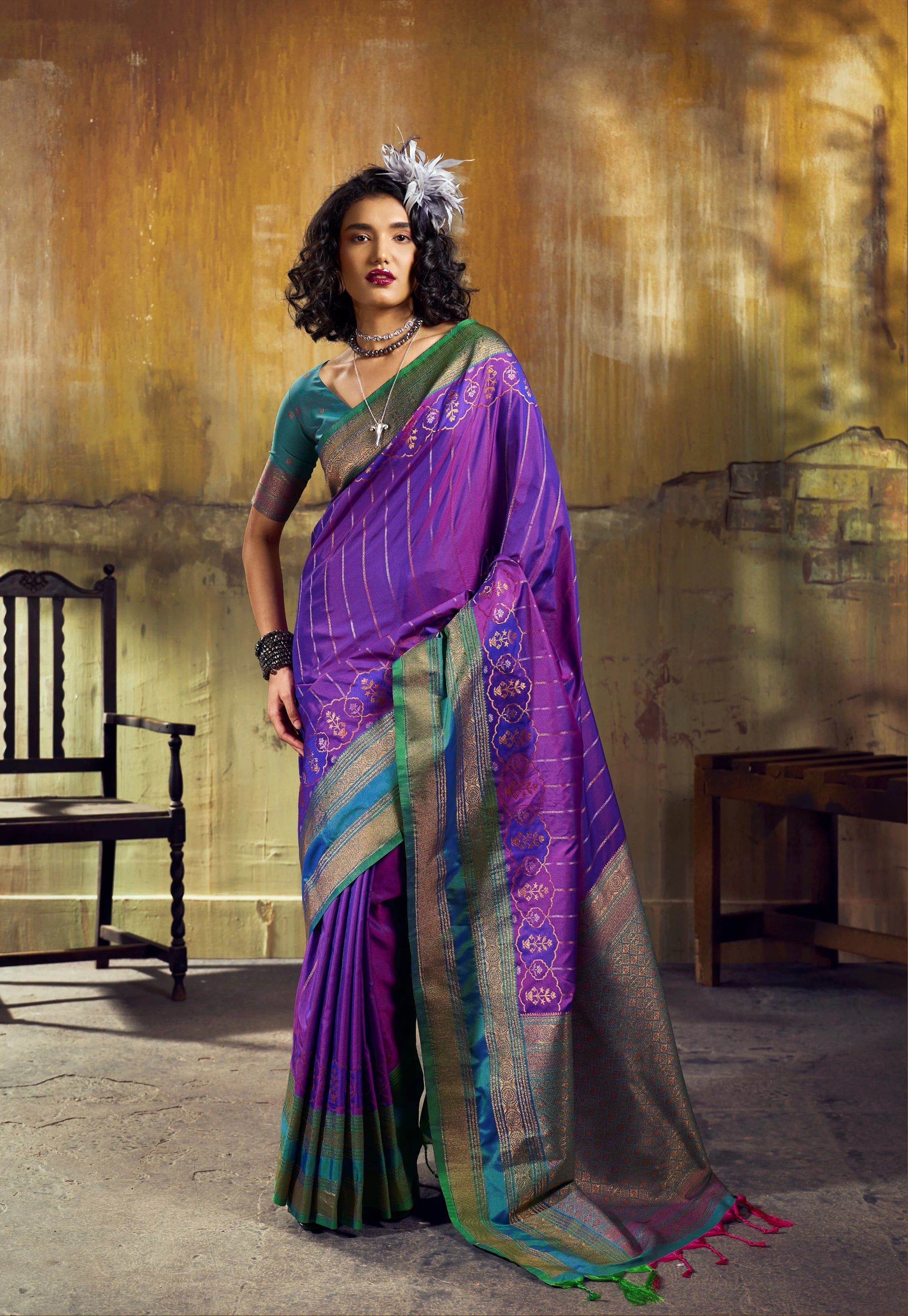 Pure Silk Pochampally Festival Wear With Weaving Work