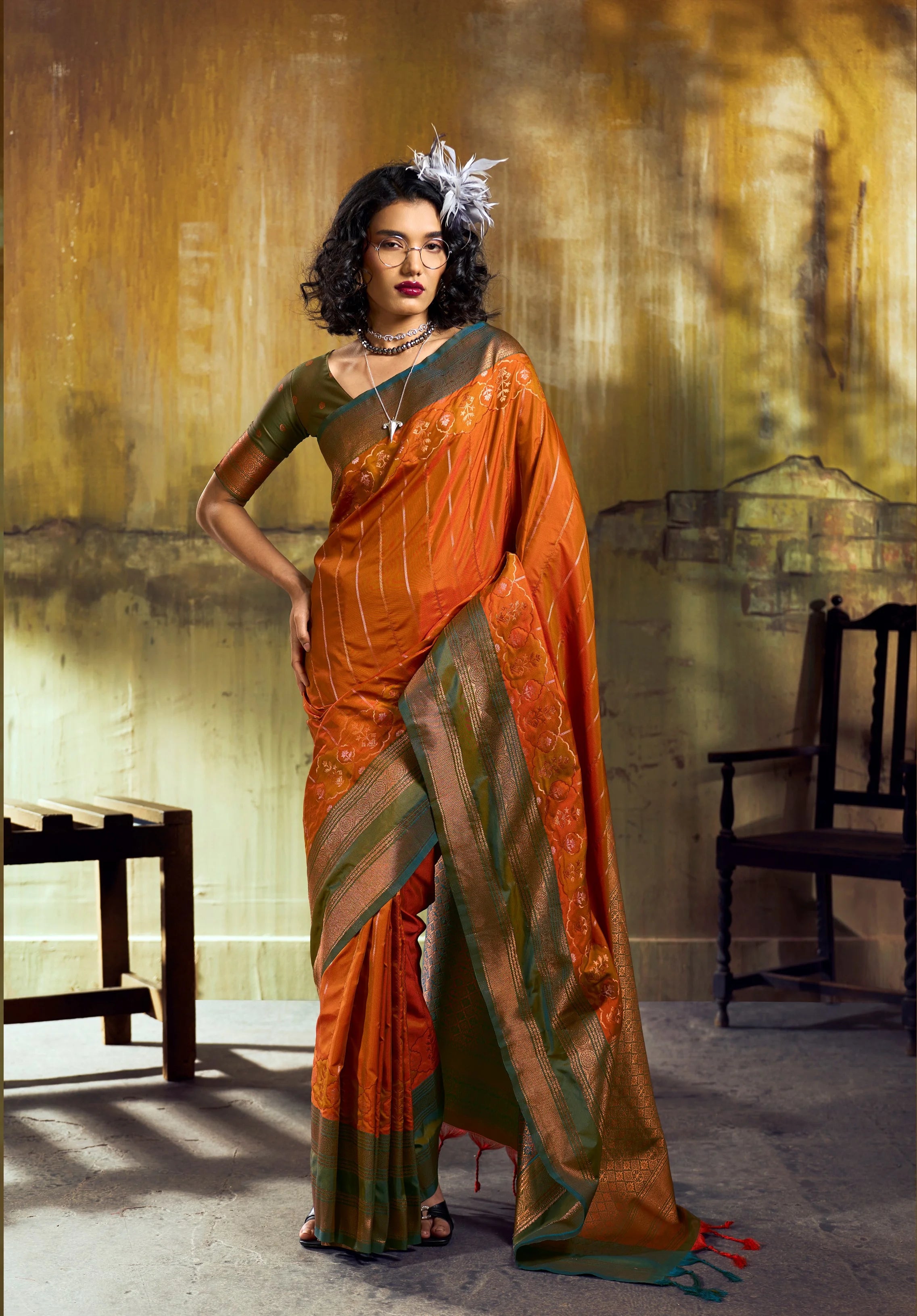 Pure Silk Pochampally Festival Wear With Weaving Work