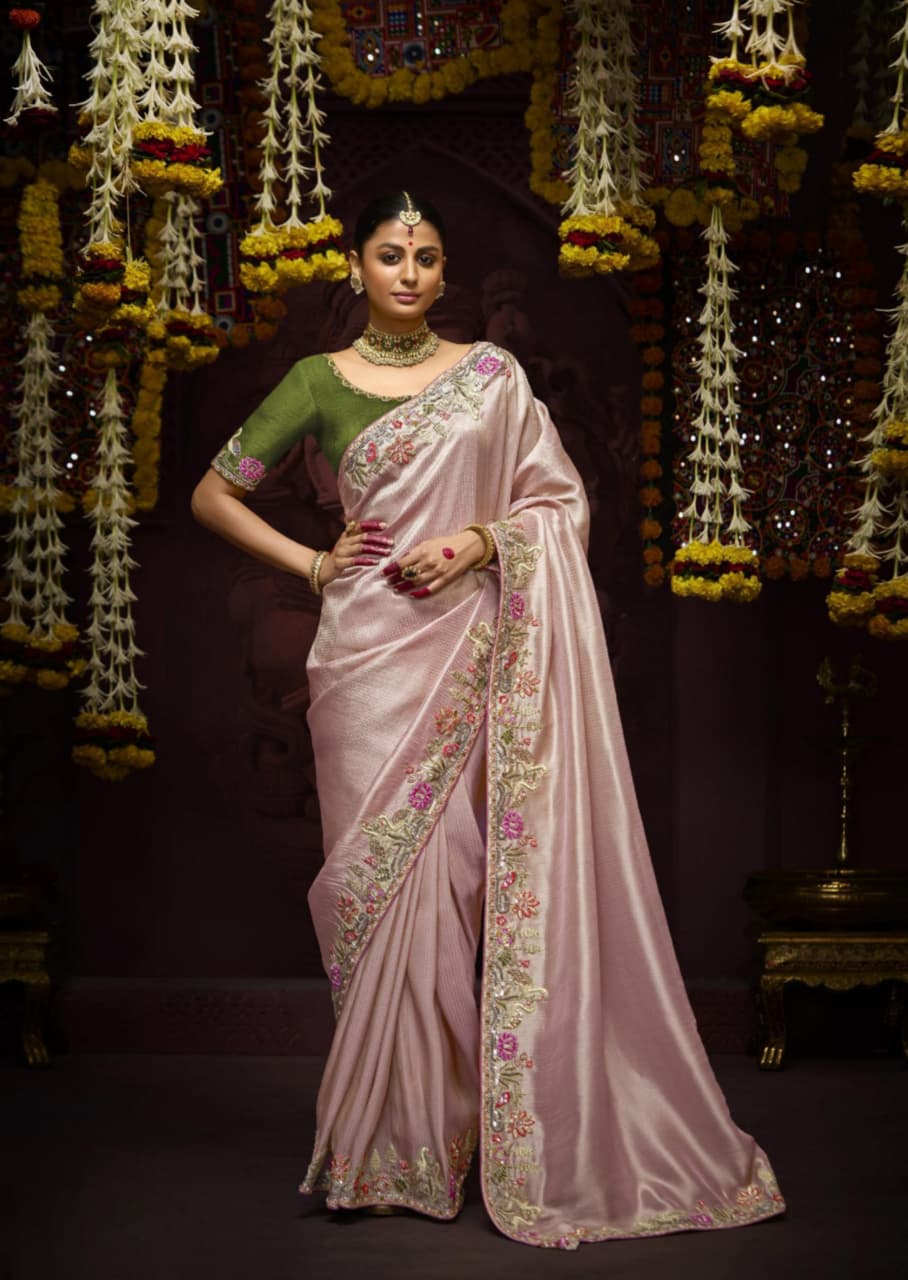 Blush Pink Pure Banarasi Zari Weaving Saree