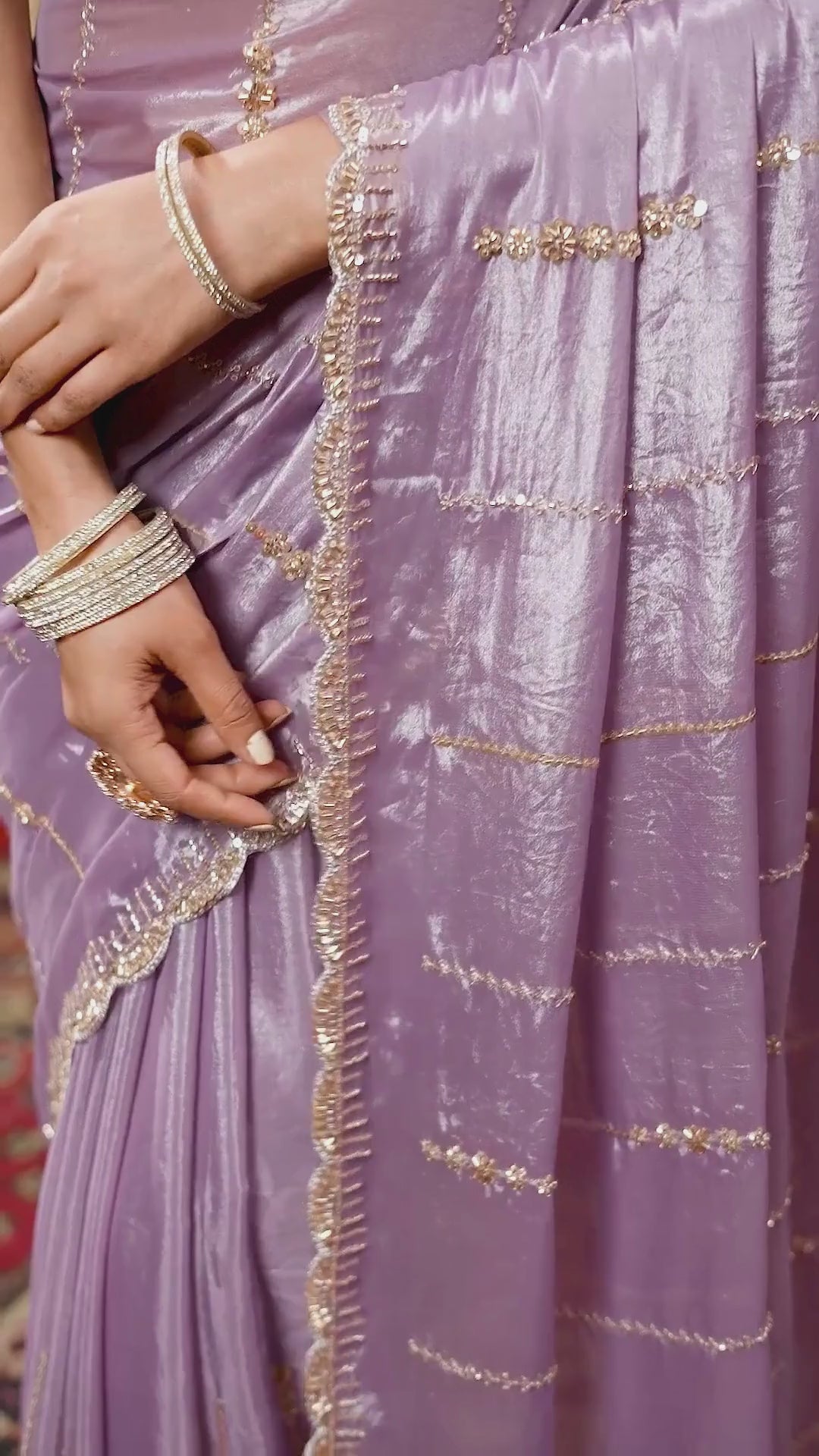 Silk Festival Wear Purple With Bead Work