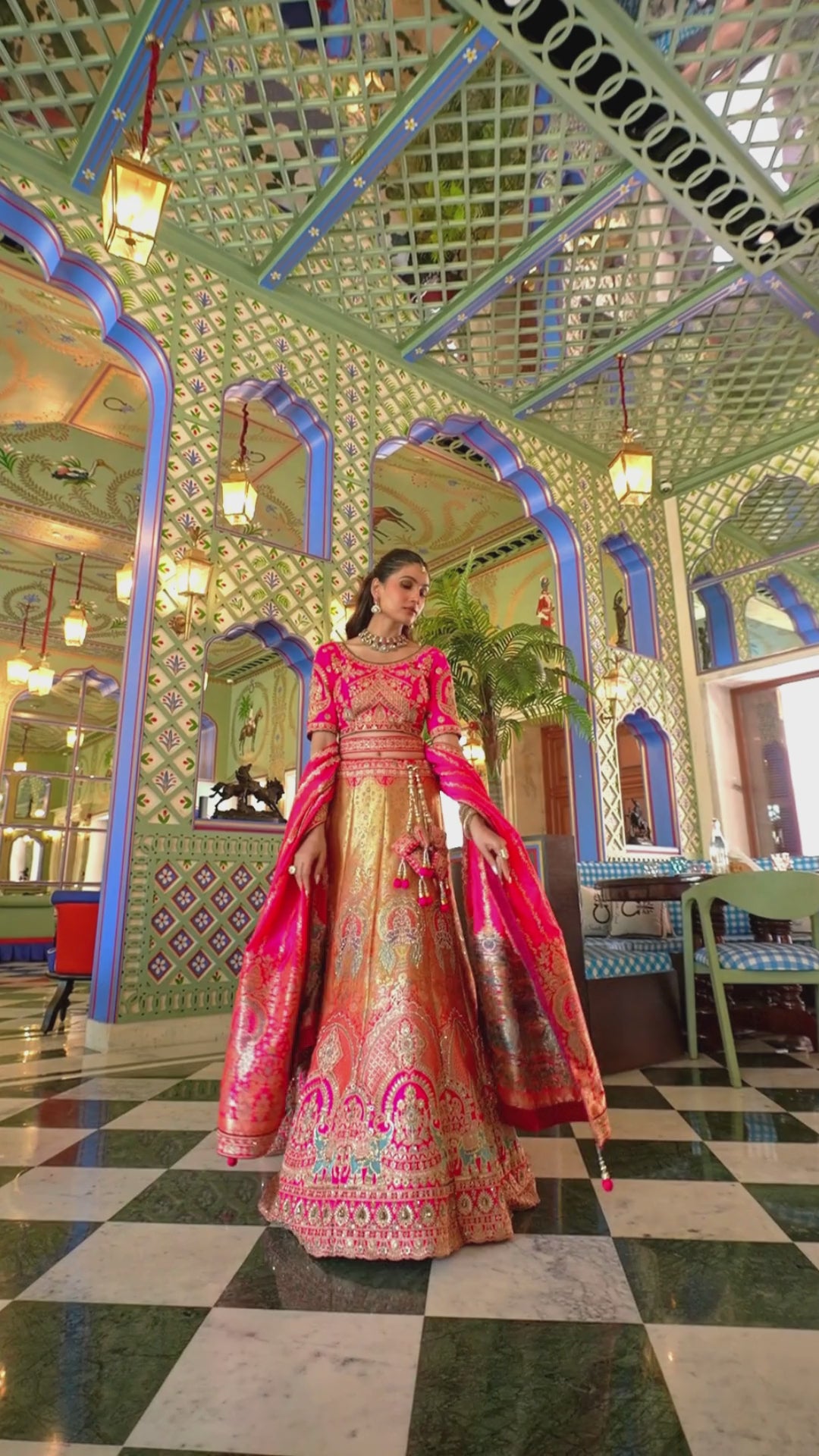 Banarasi Silk Wedding Wear Mustard Pink With Embroidery Work