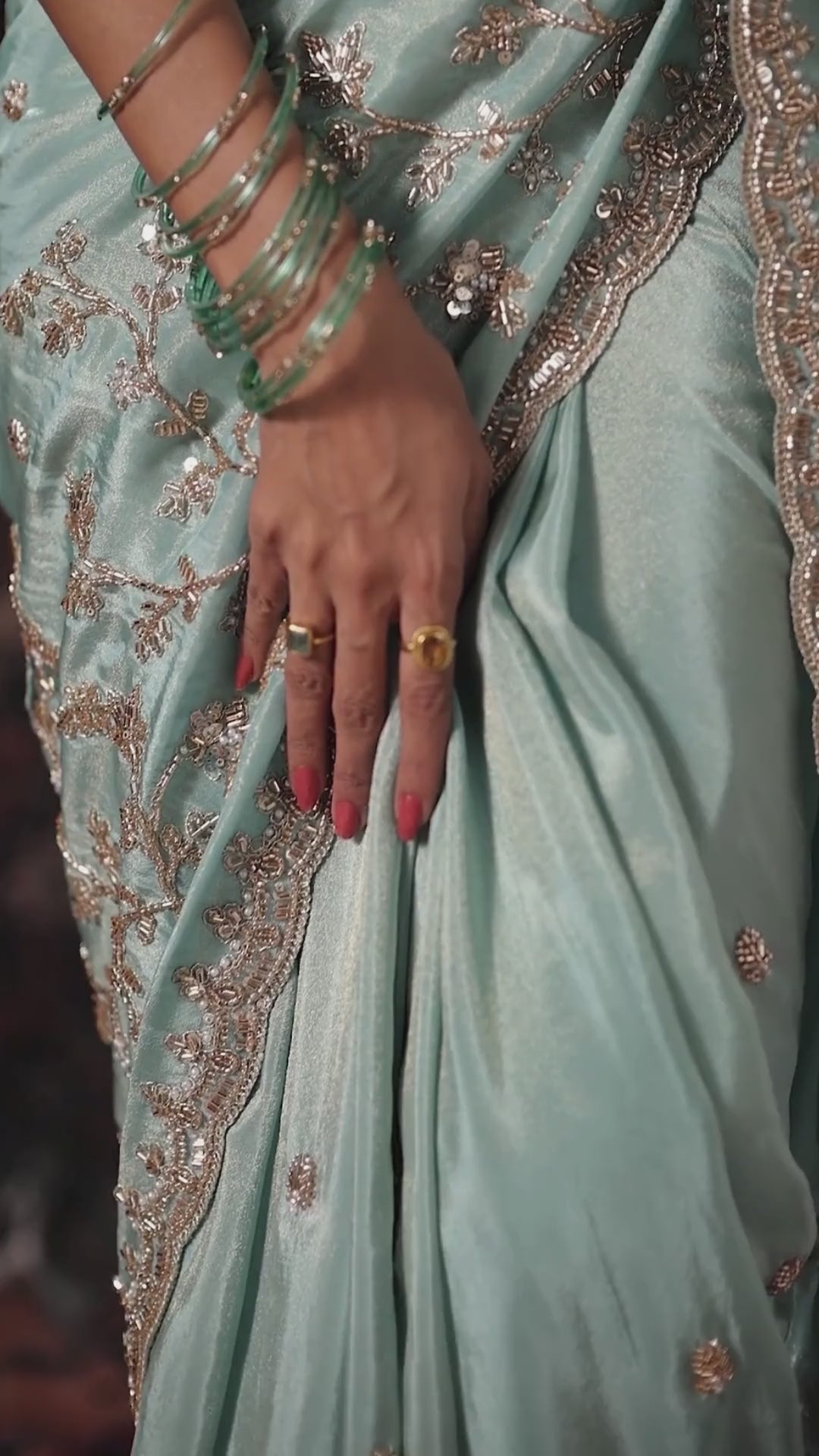 Pure Tissue Blue Party Wear Heavy Work Sarees