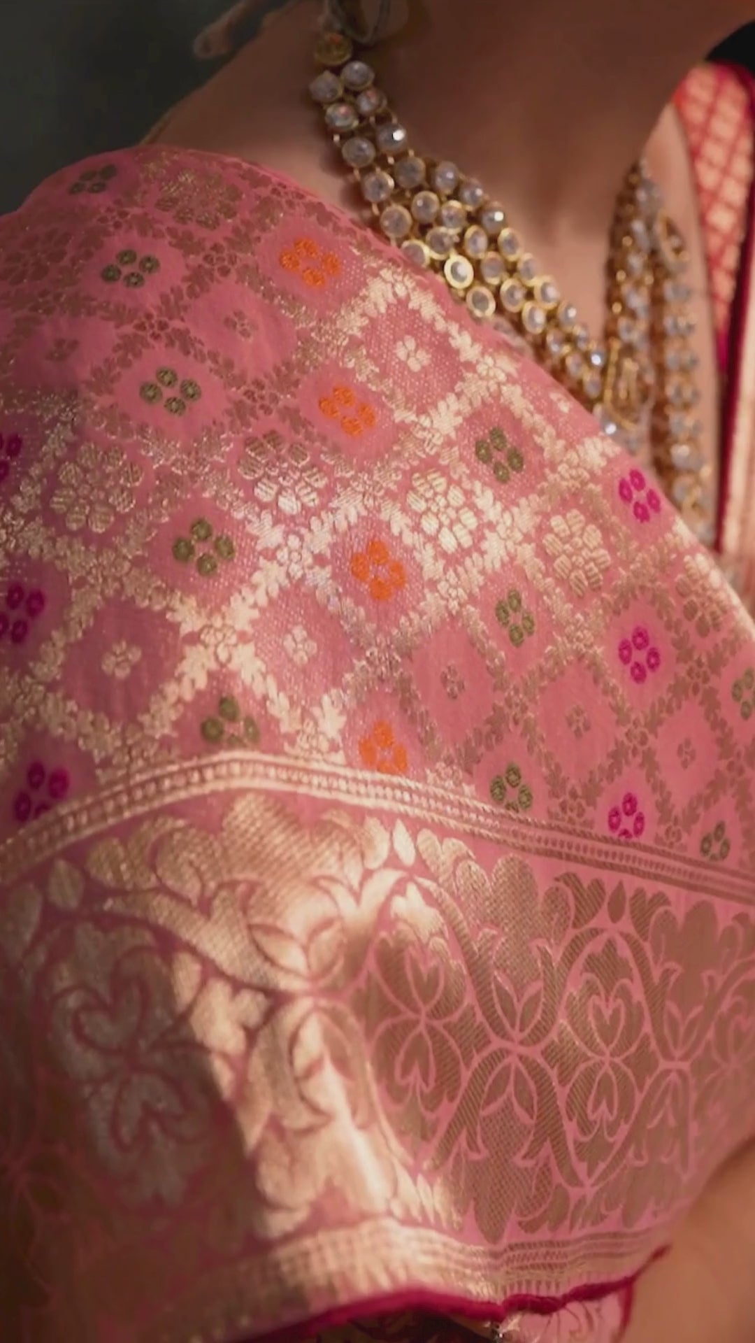 Khaddi Georgette Pink Festival Wear Woven Sarees