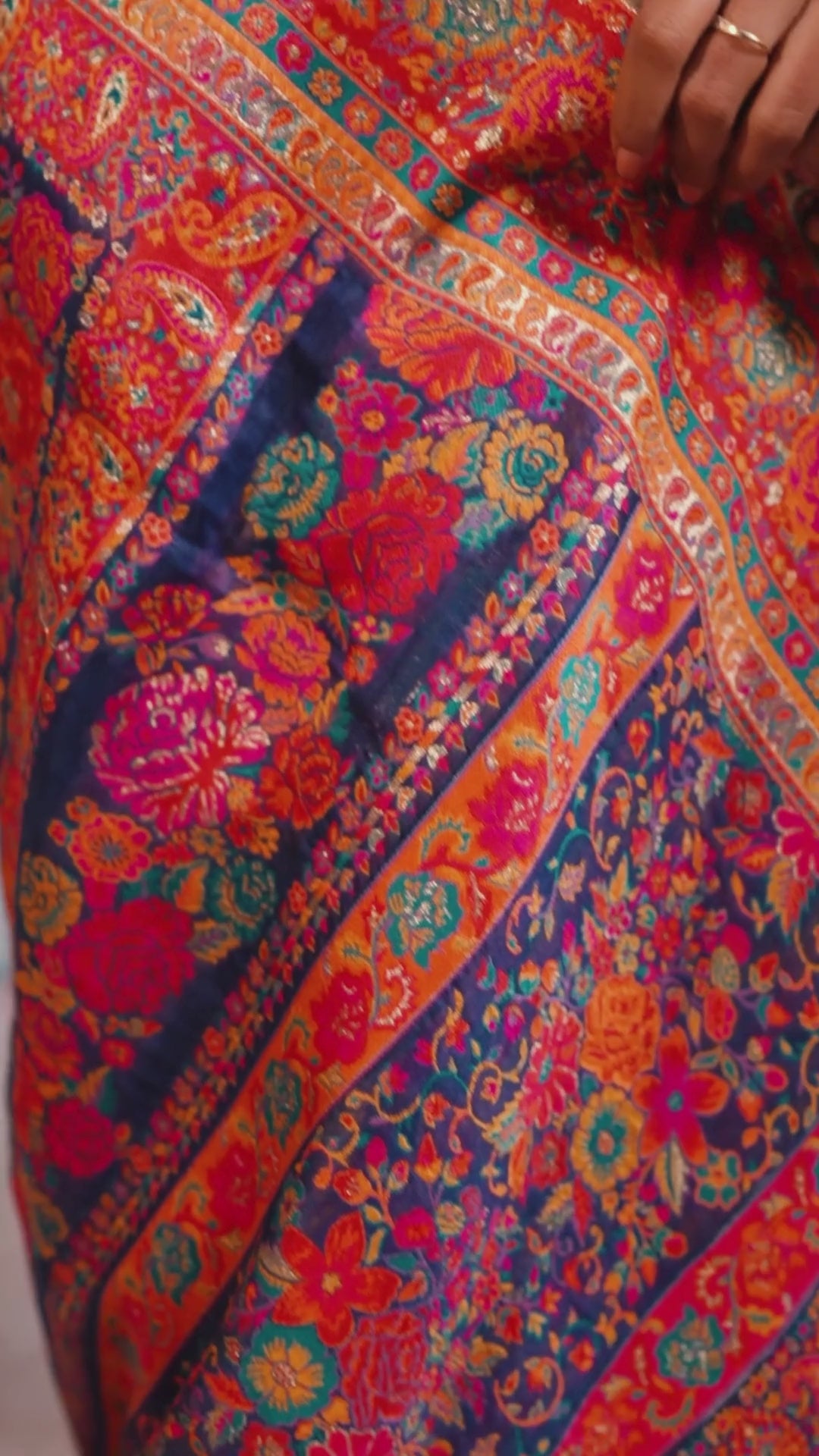 Cotton Pashmina Weaving Blue Festival Wear Sarees