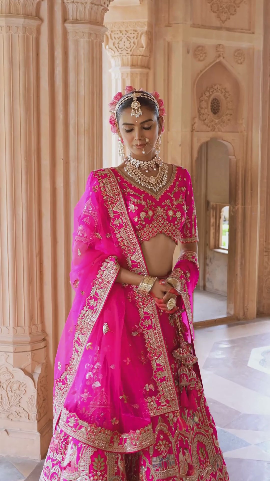 Bridal Silk Wedding Wear Rani With Embroidery Work Lehenga