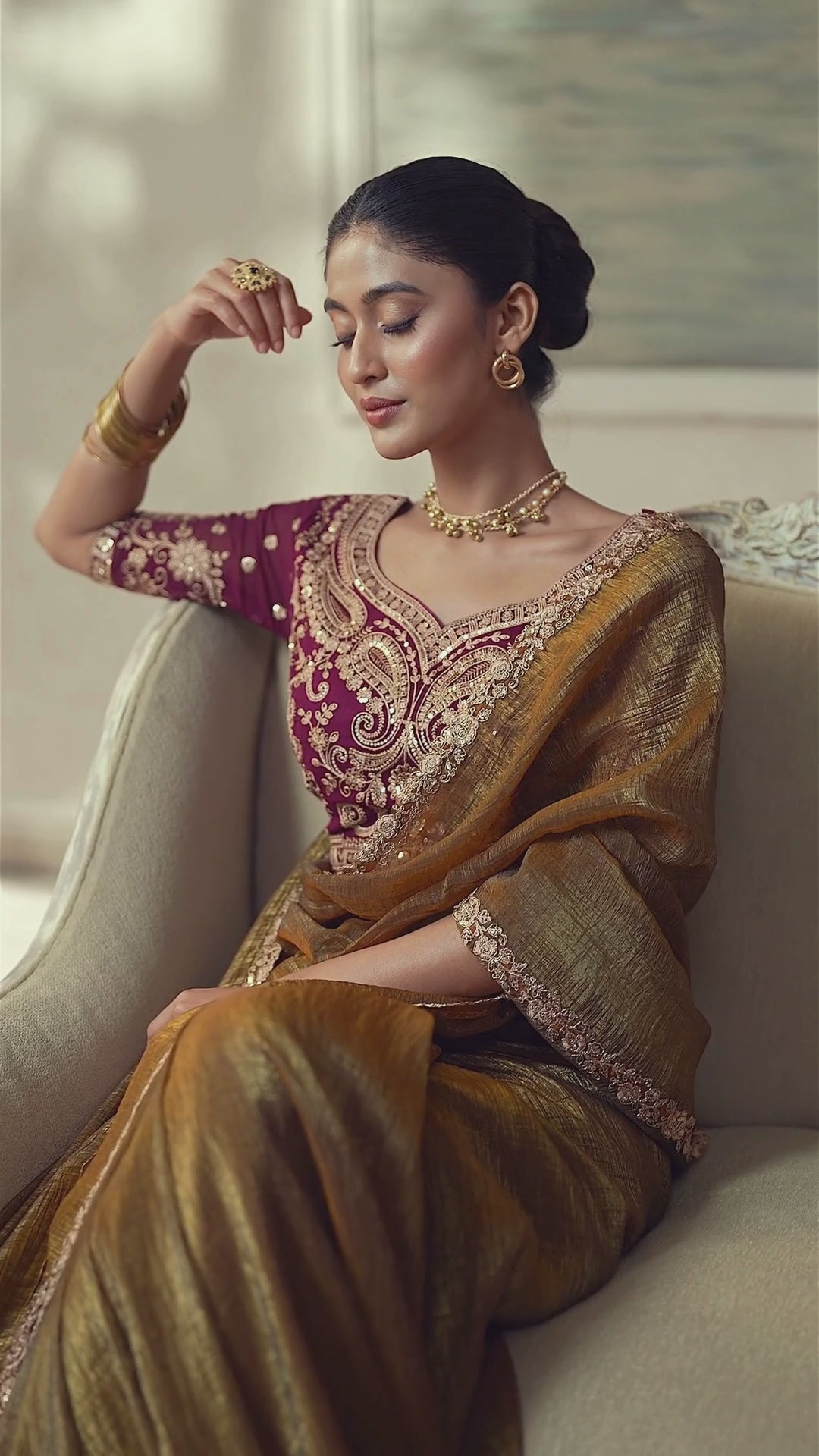 Georgette Festival Wear Brown With Heavy Work Sarees
