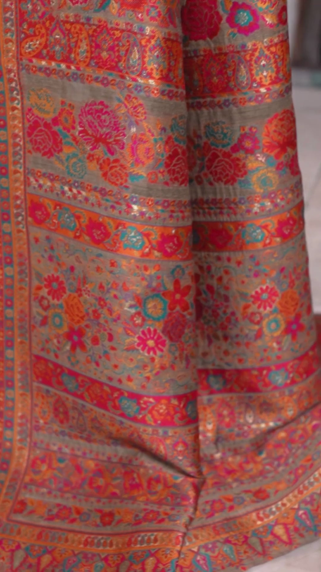 Cotton Pashmina Weaving Brown Festival Wear Sarees