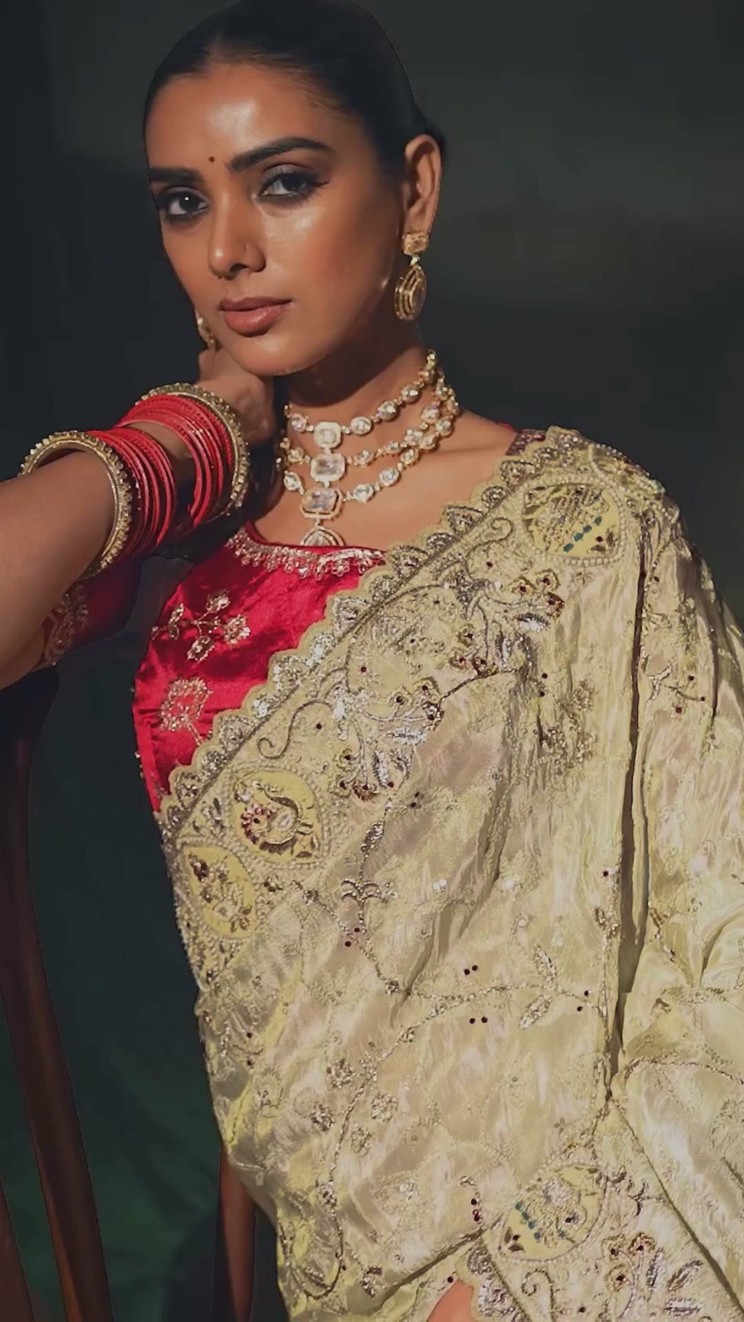Kanjivaram Silk Cream Reception Wear With Heavy Work