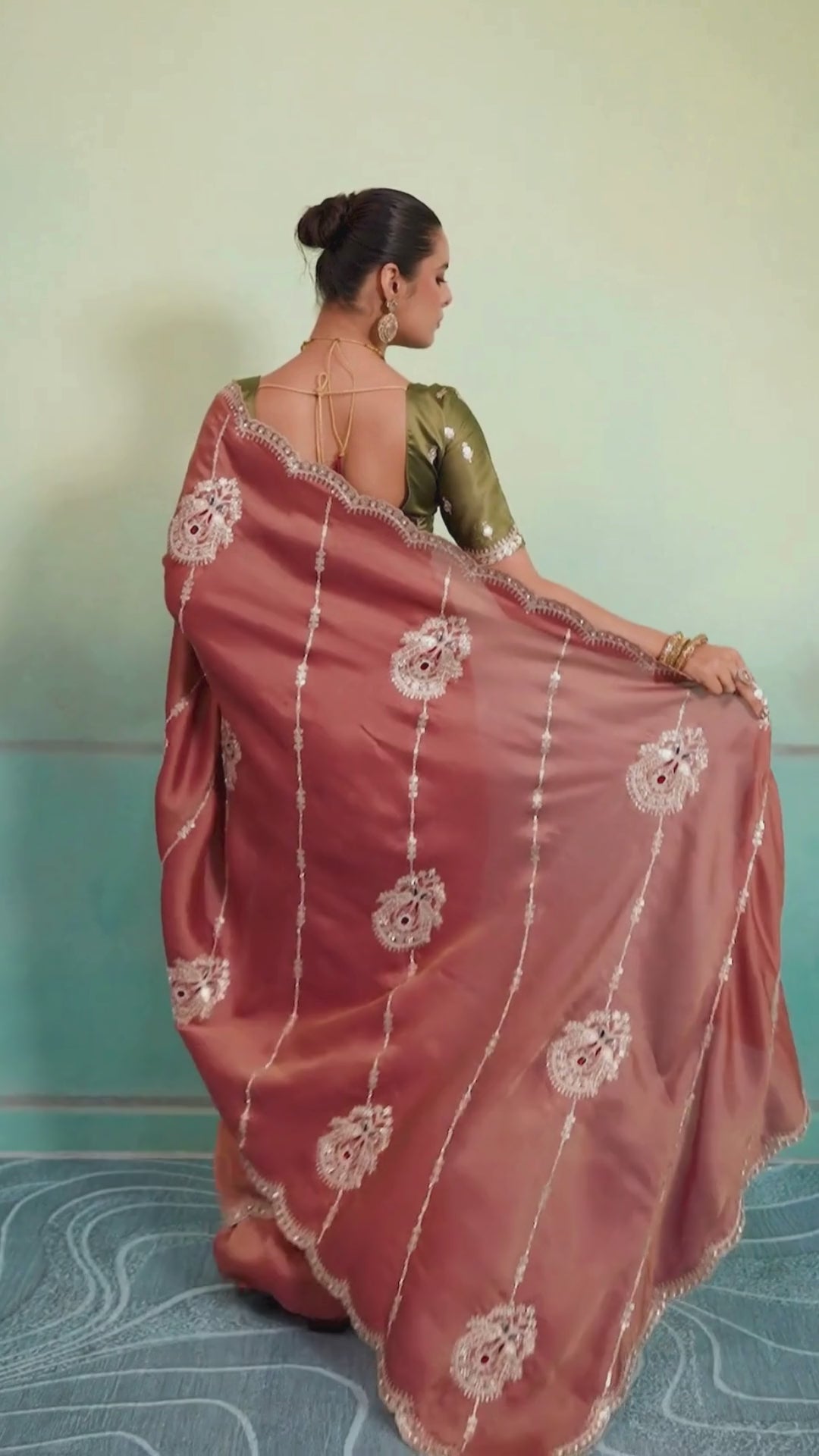 Giraffe Silk Party Wear Mauve Embroidery Work Sarees