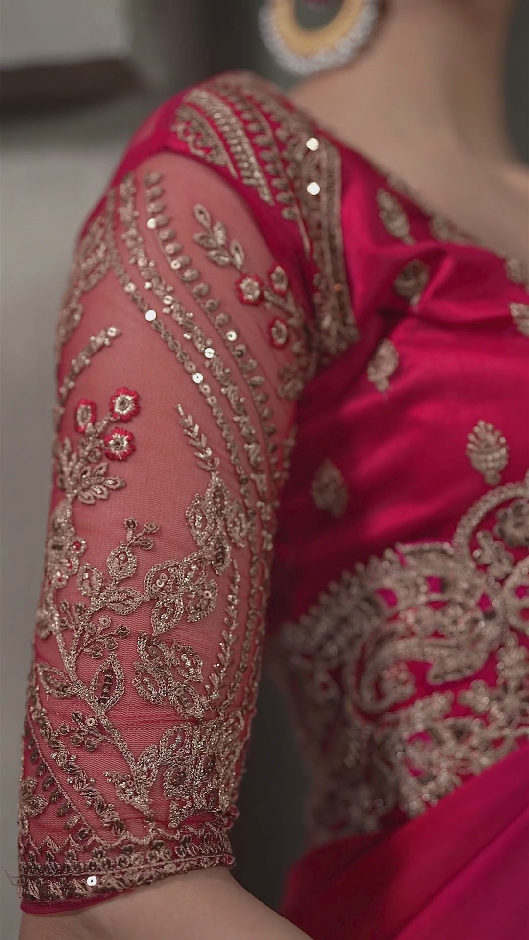 Chiffon Party Wear Red With Heavy Work Sarees