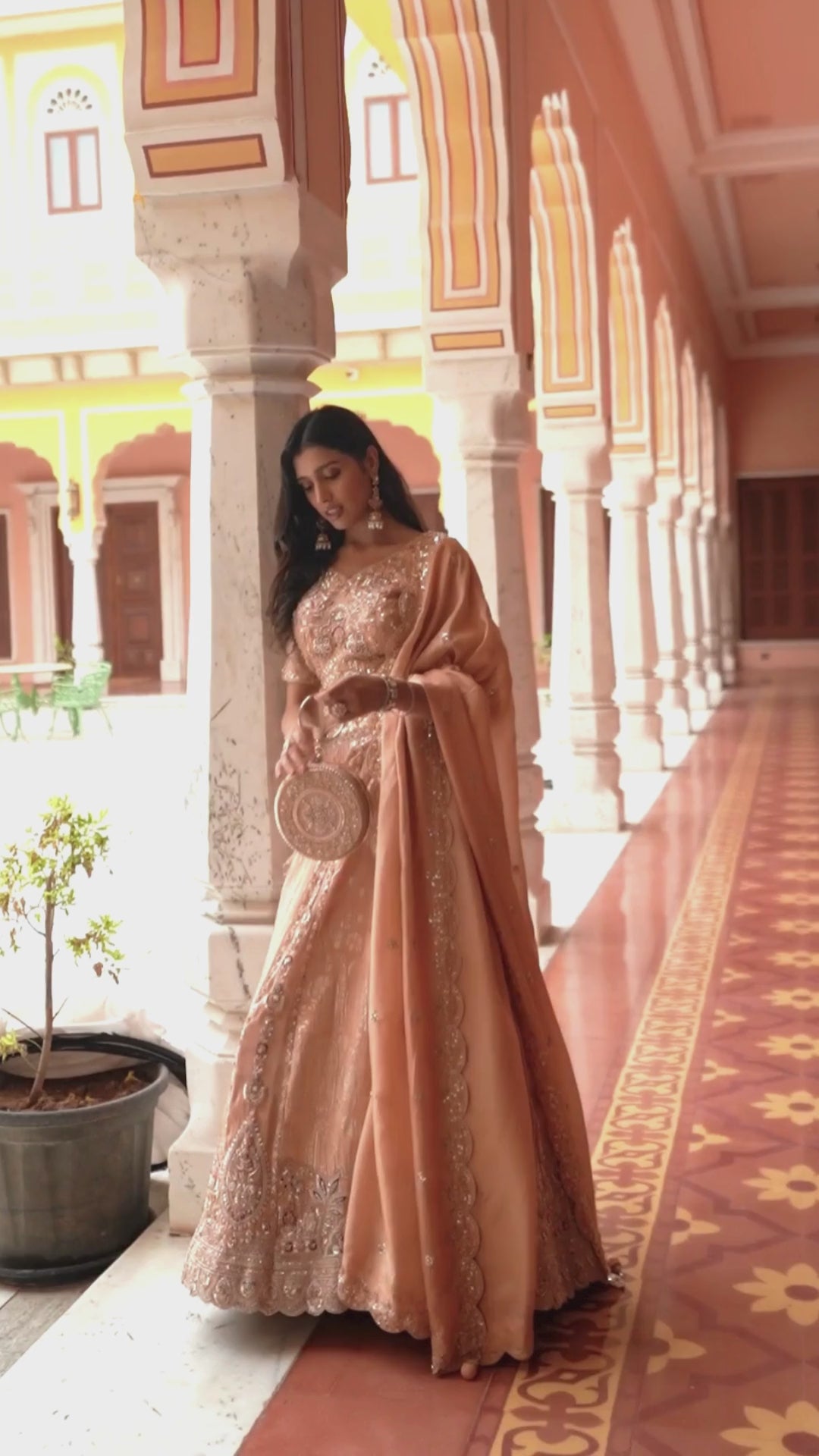 Banarasi Silk Wedding Wear Orange With Bread Work Lehenga