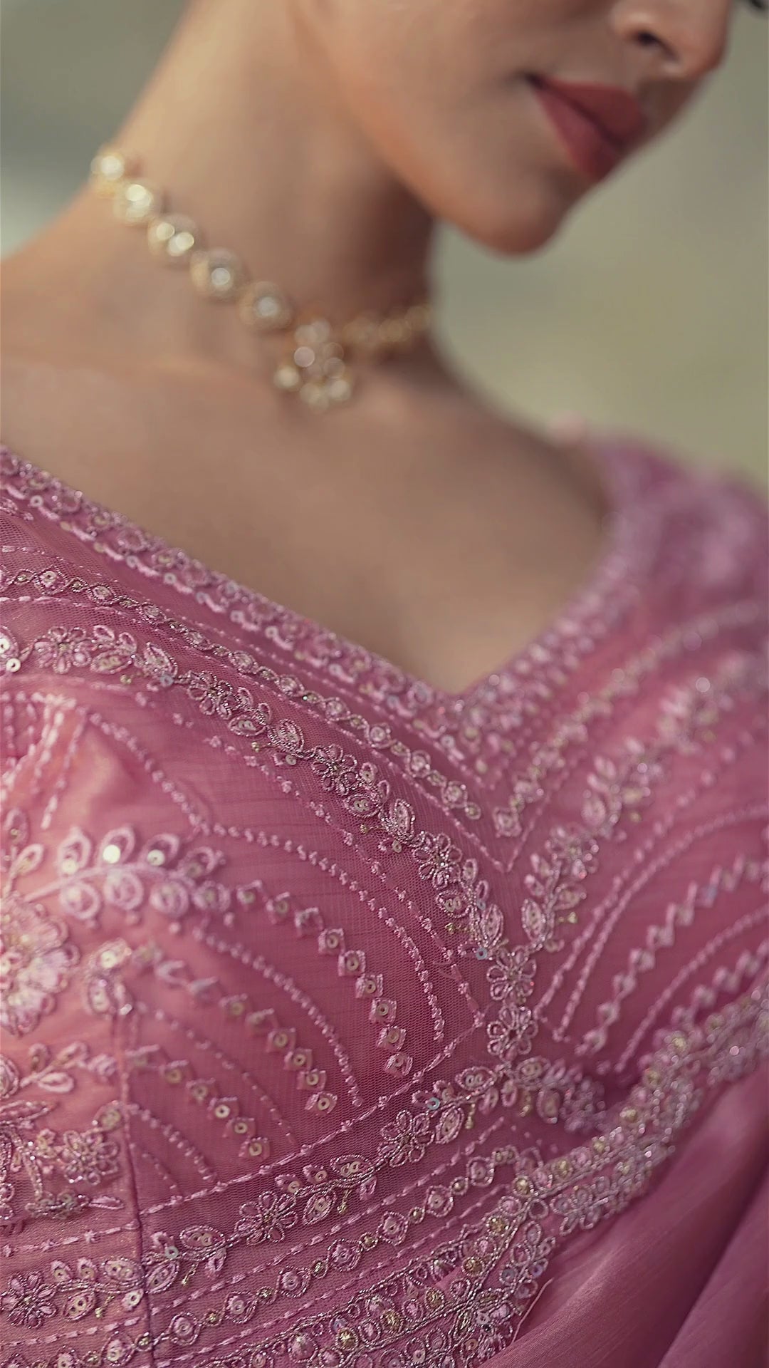 Chiffon Festival Wear Pink With Heavy Work Sarees