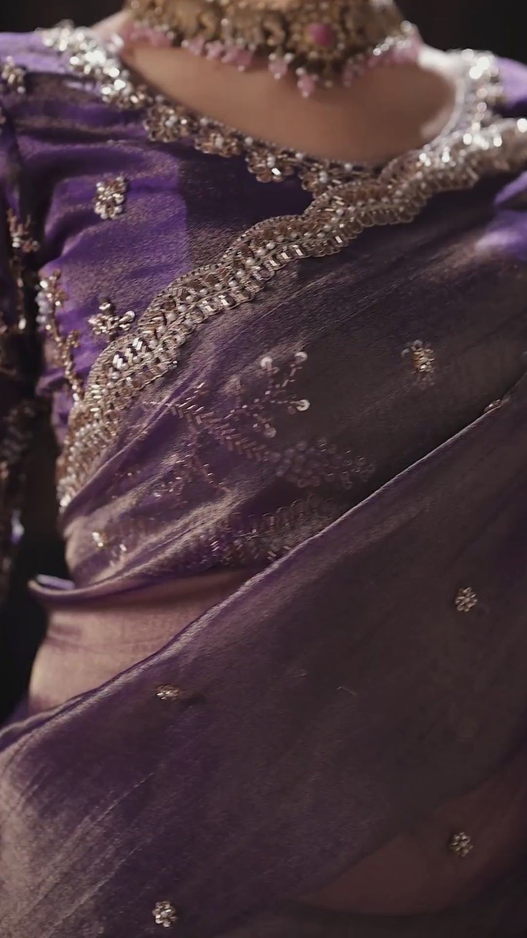 Salsa Purple Party Wear Heavy Work Sarees