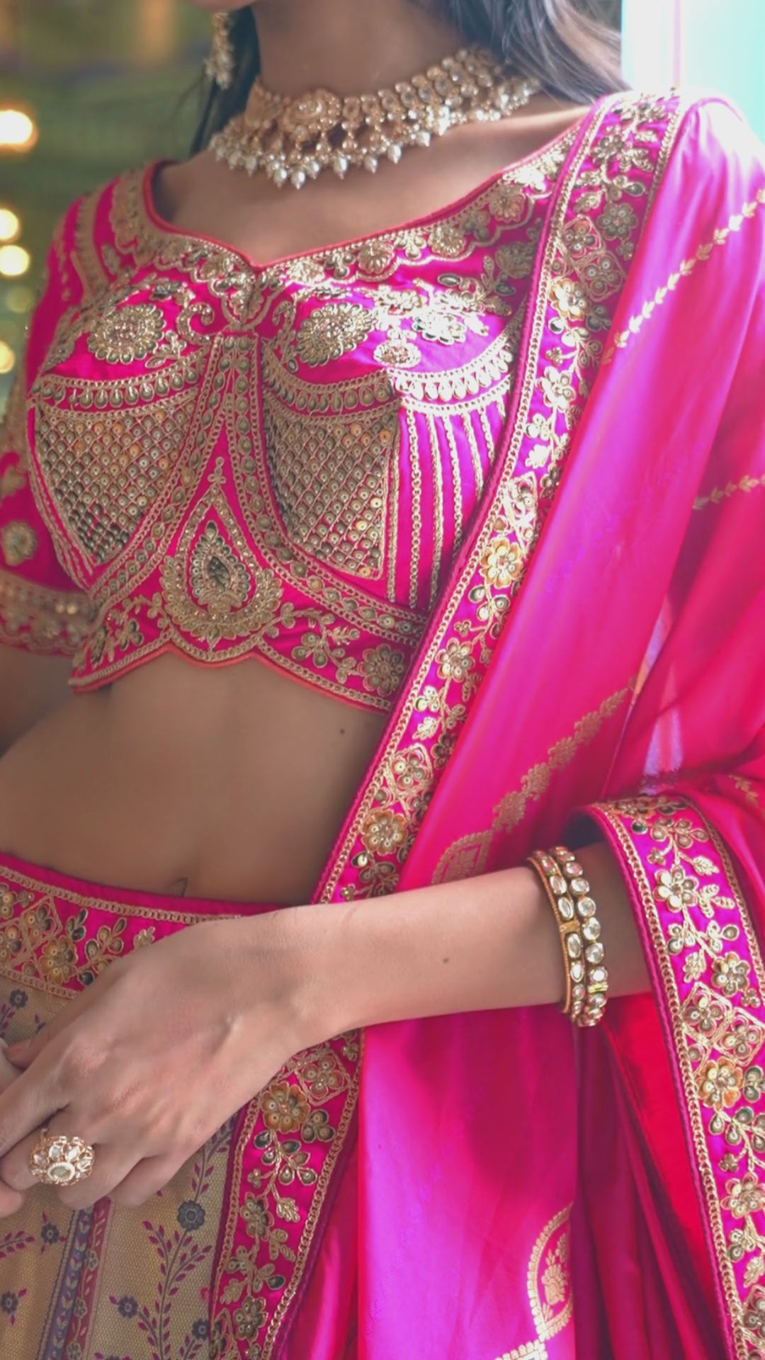 Banarasi Silk Wedding Wear Rani Pink With Heavy Work