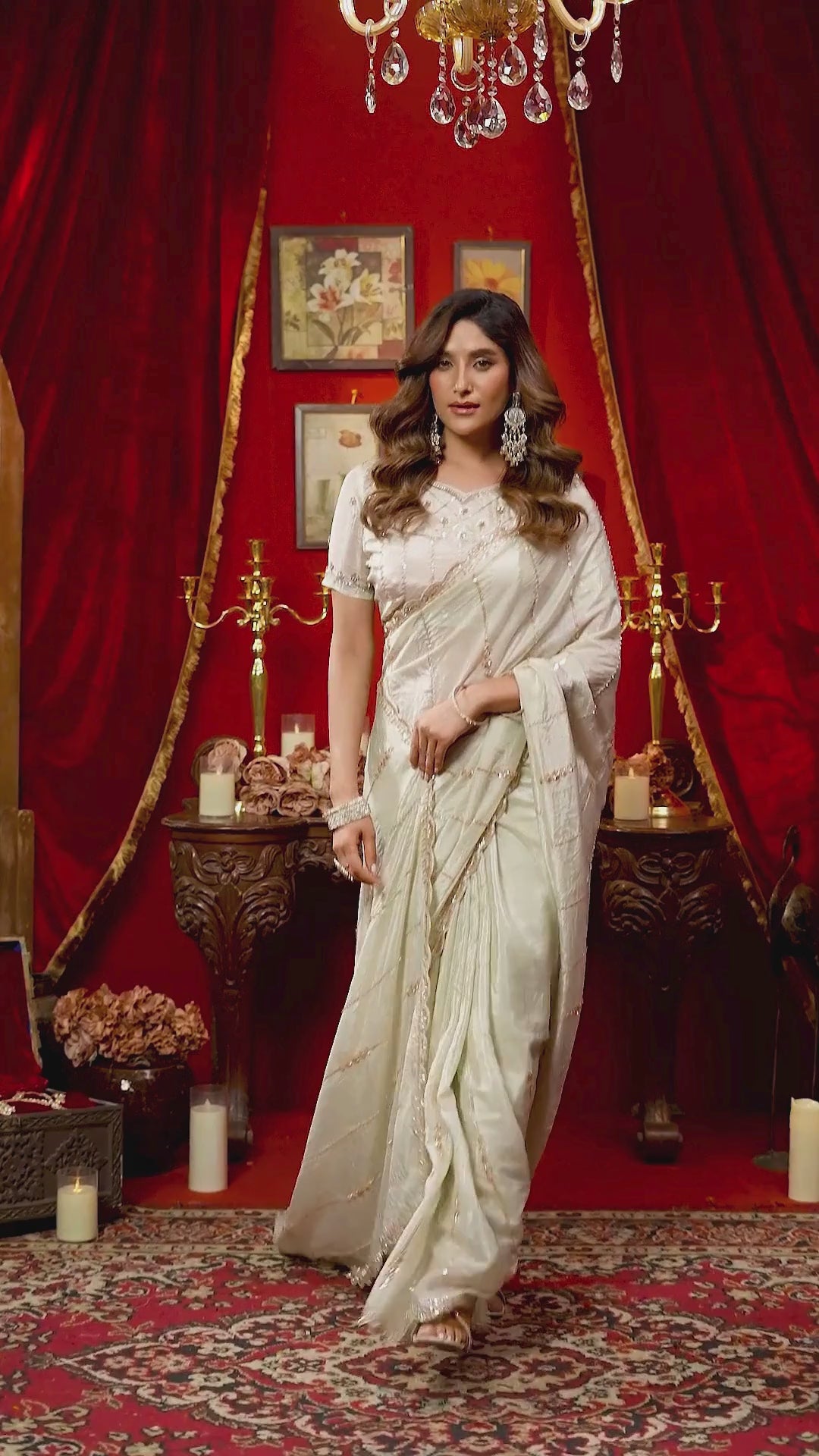 Silk Festival Wear Off White With Bead Work
