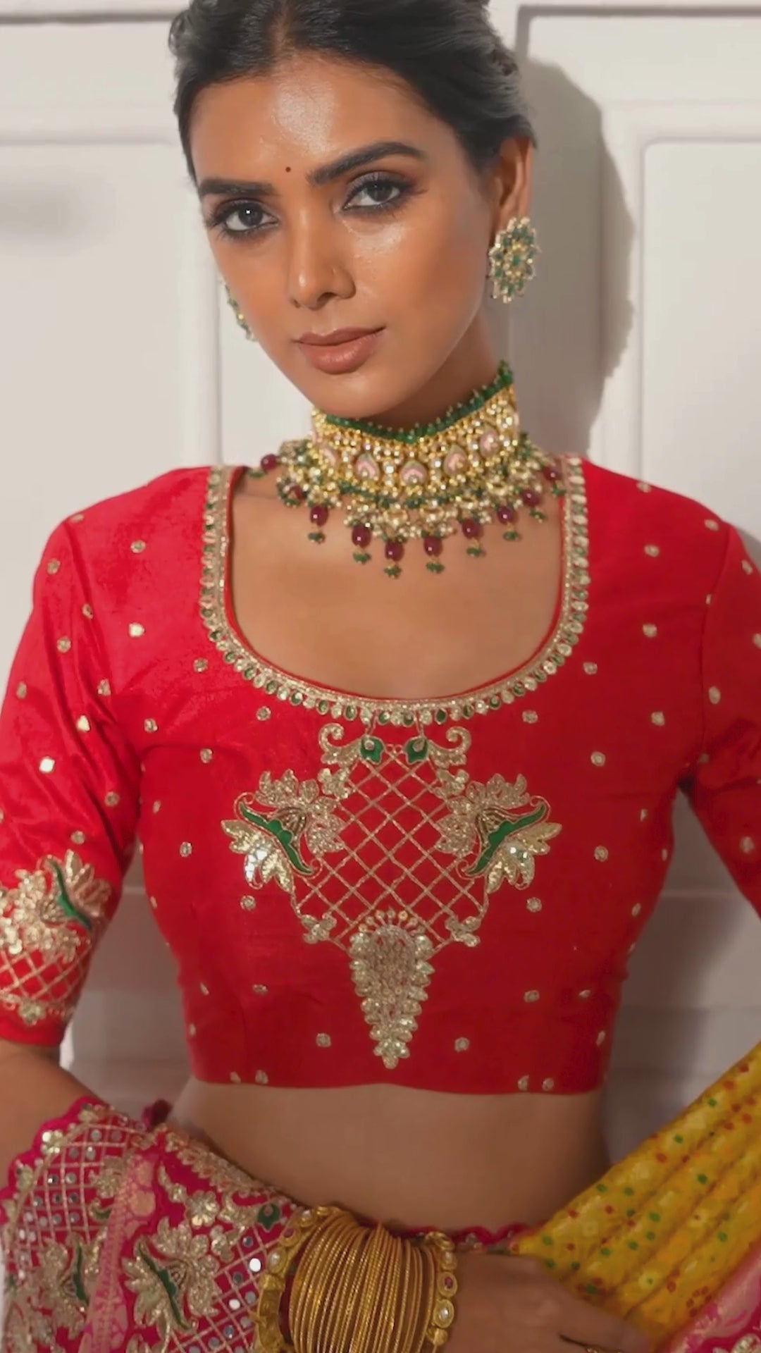 Pure Georgette Bandhej Mustard Bridal Heavy Border Sarees