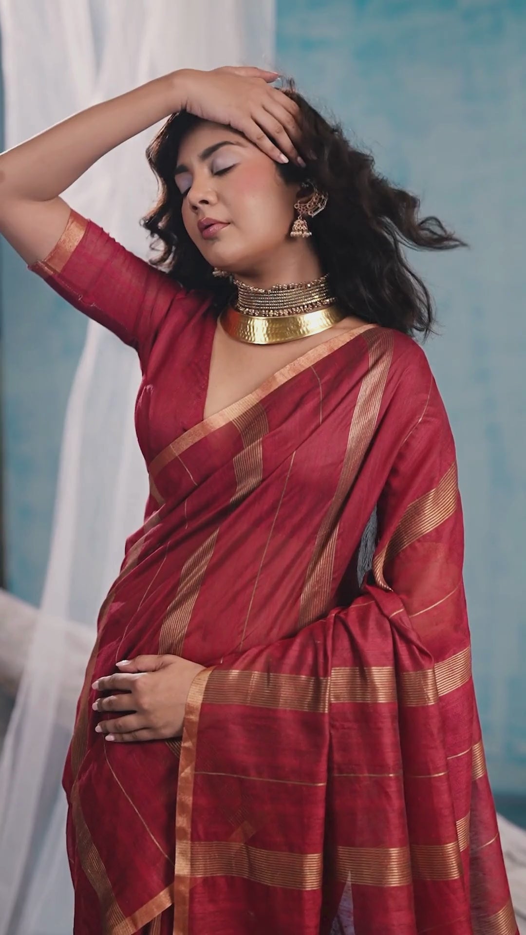 Munga Cotton Red Casual Wear Handloom Weaving Sarees