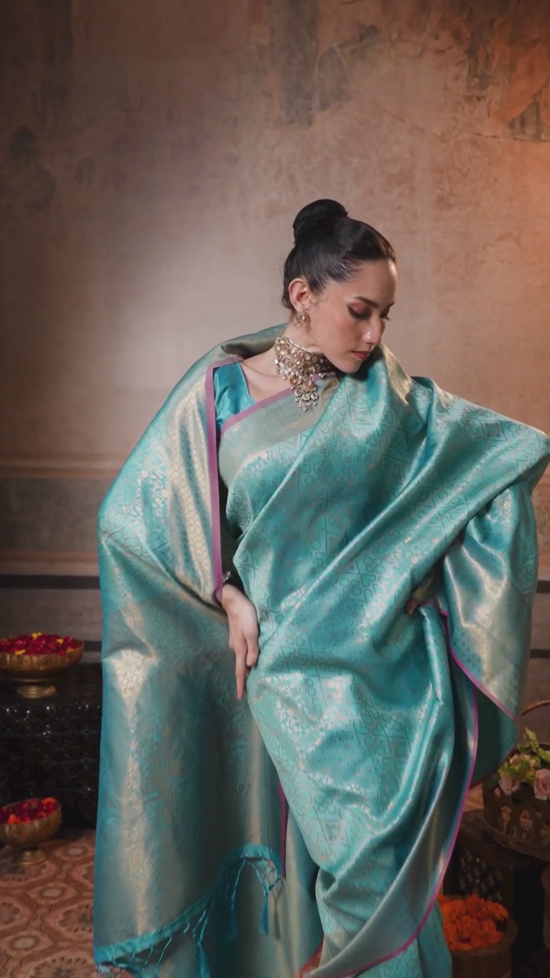 Silk Festival Wear Blue Handloom Weaving Saree