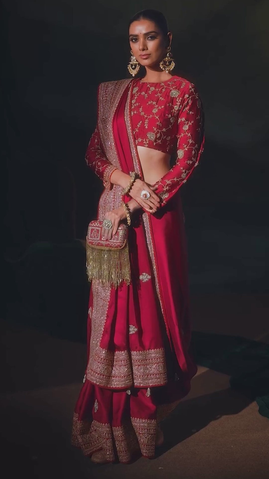 Viscose Satin Red Wedding Wear With Heavy Work Saree