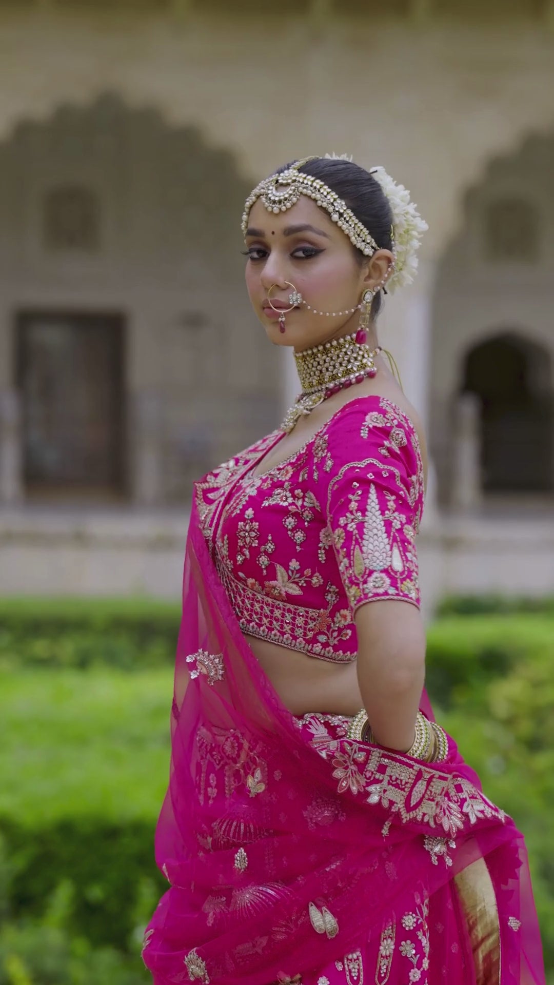 Bridal Silk Wedding Wear Dark Pink With Heavy Work Lehenga
