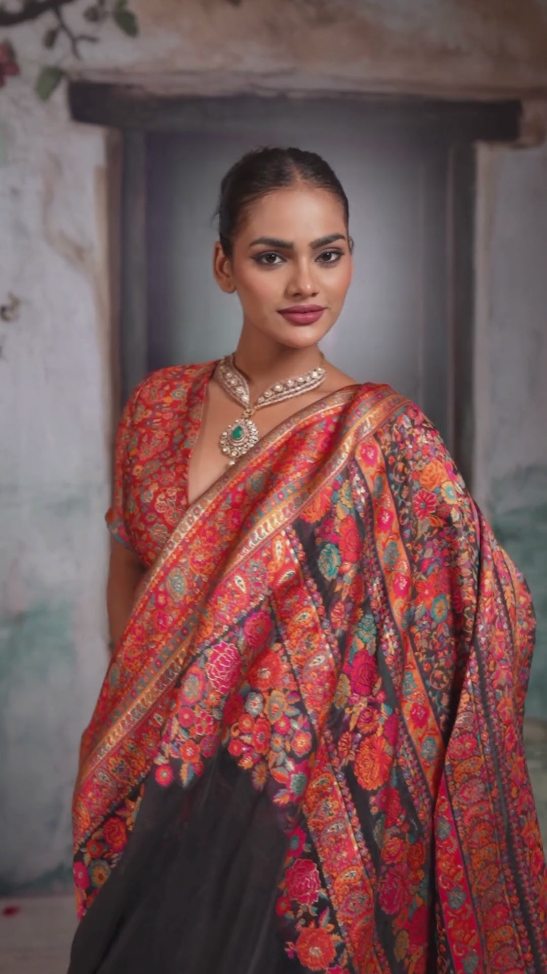 Cotton Pashmina Weaving Black Festival Wear Sarees