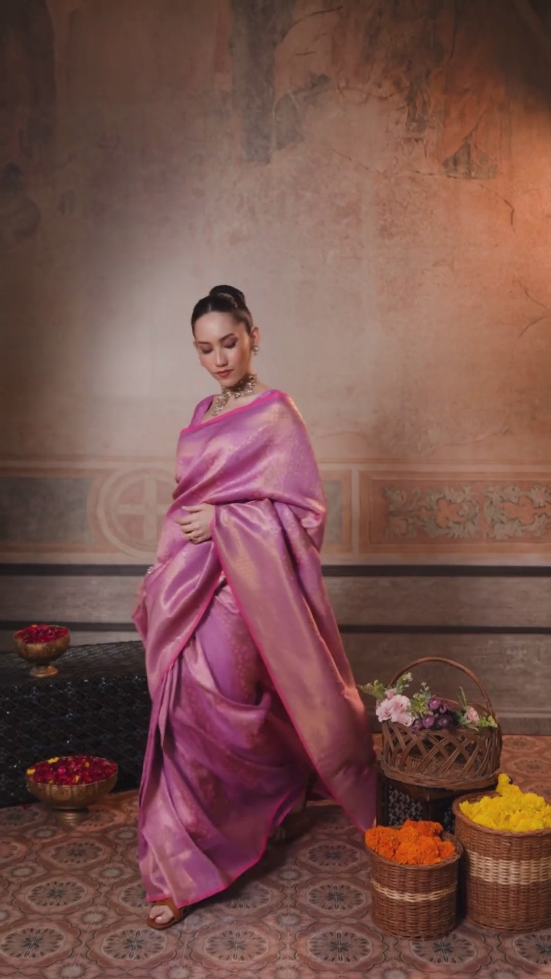 Silk Festival Wear Pink Handloom Weaving Saree