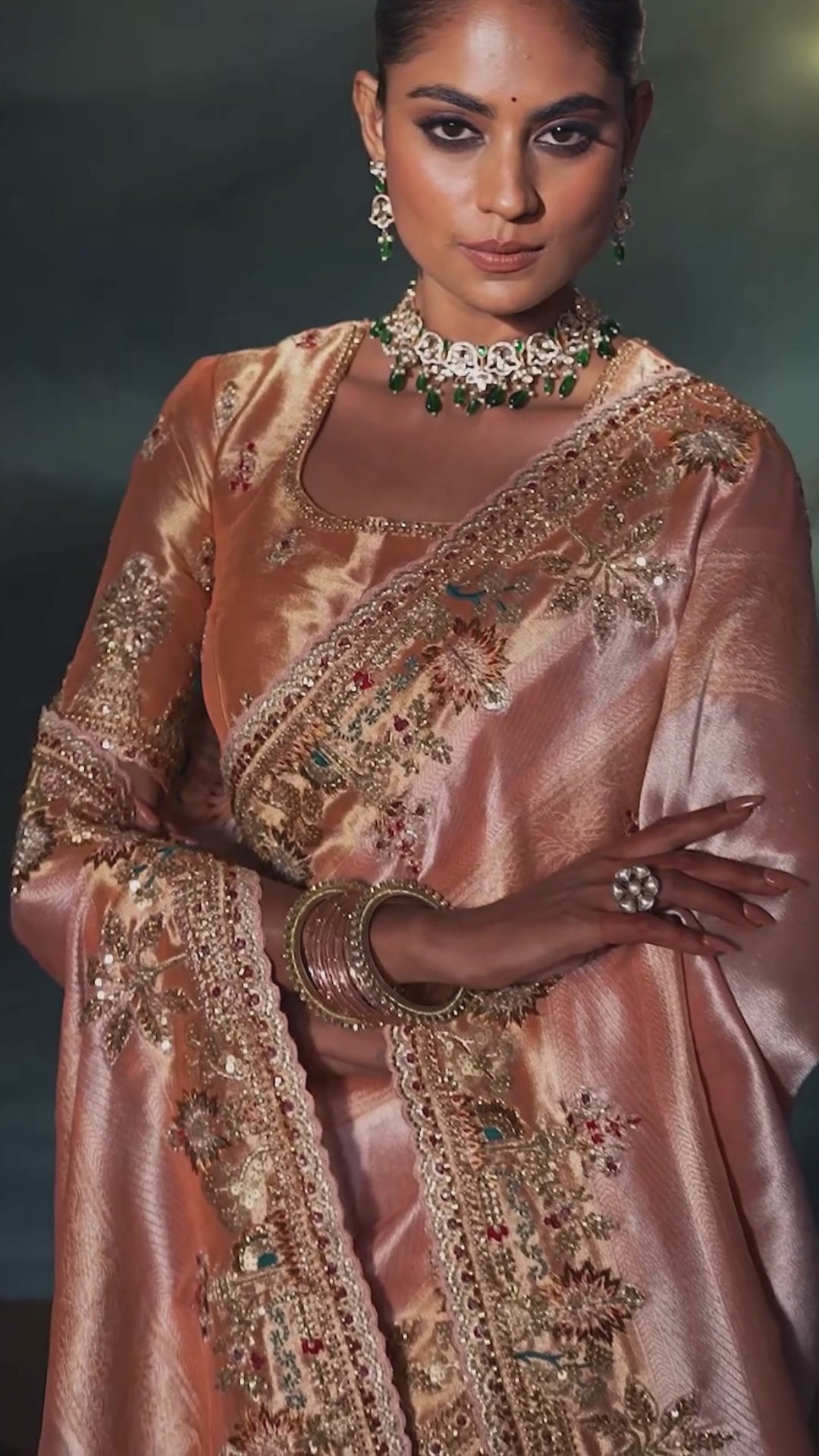 Madhurai Silk Peach Wedding Wear With Heavy Work Saree