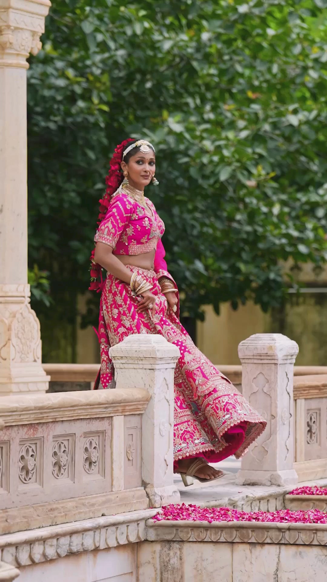 Bridal Silk Wedding Wear Dark Pink With Khatli Work Lehenga