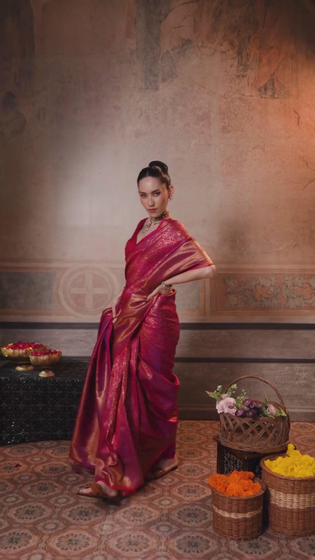 Silk Festival Wear Rani Handloom Weaving Saree