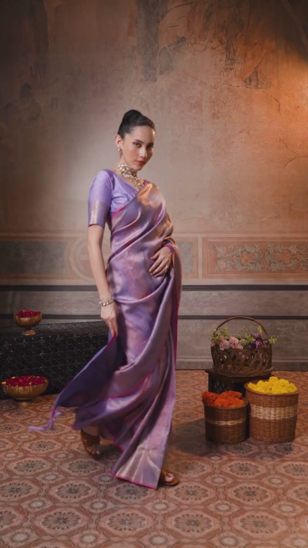 Silk Festival Wear Purple Handloom Weaving Saree