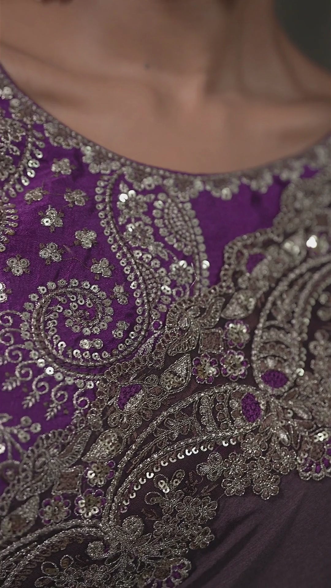 Chiffon Party Wear Purple With Heavy Work Sarees