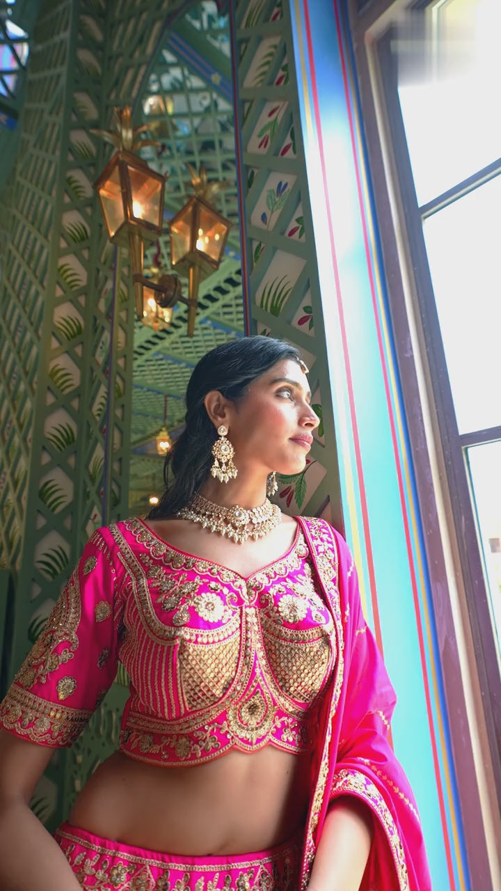 Banarasi Silk Wedding Wear Rani Pink With Embroidery Work
