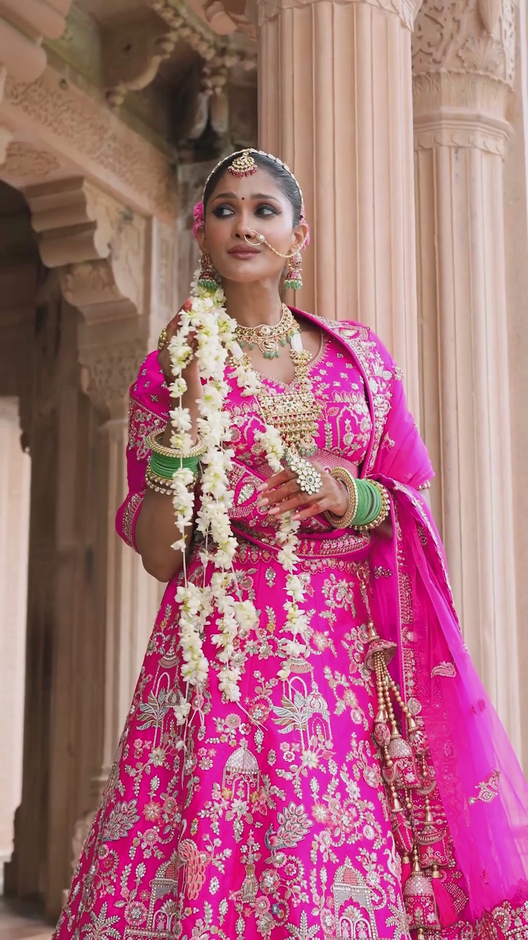 Bridal Silk Wedding Wear Dark Pink With  Khatli Embroidery Work