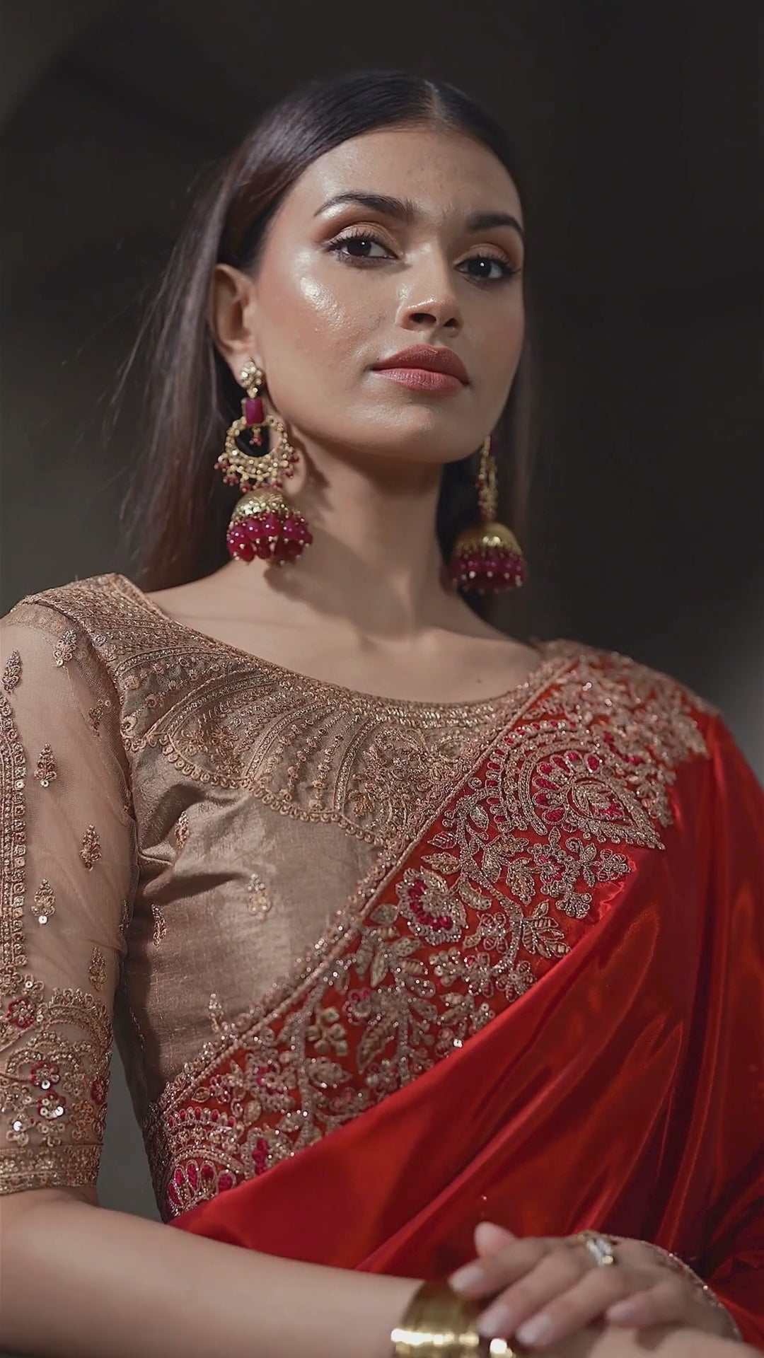 Crape SIlk Party Wear Orange With Heavy Work Sarees